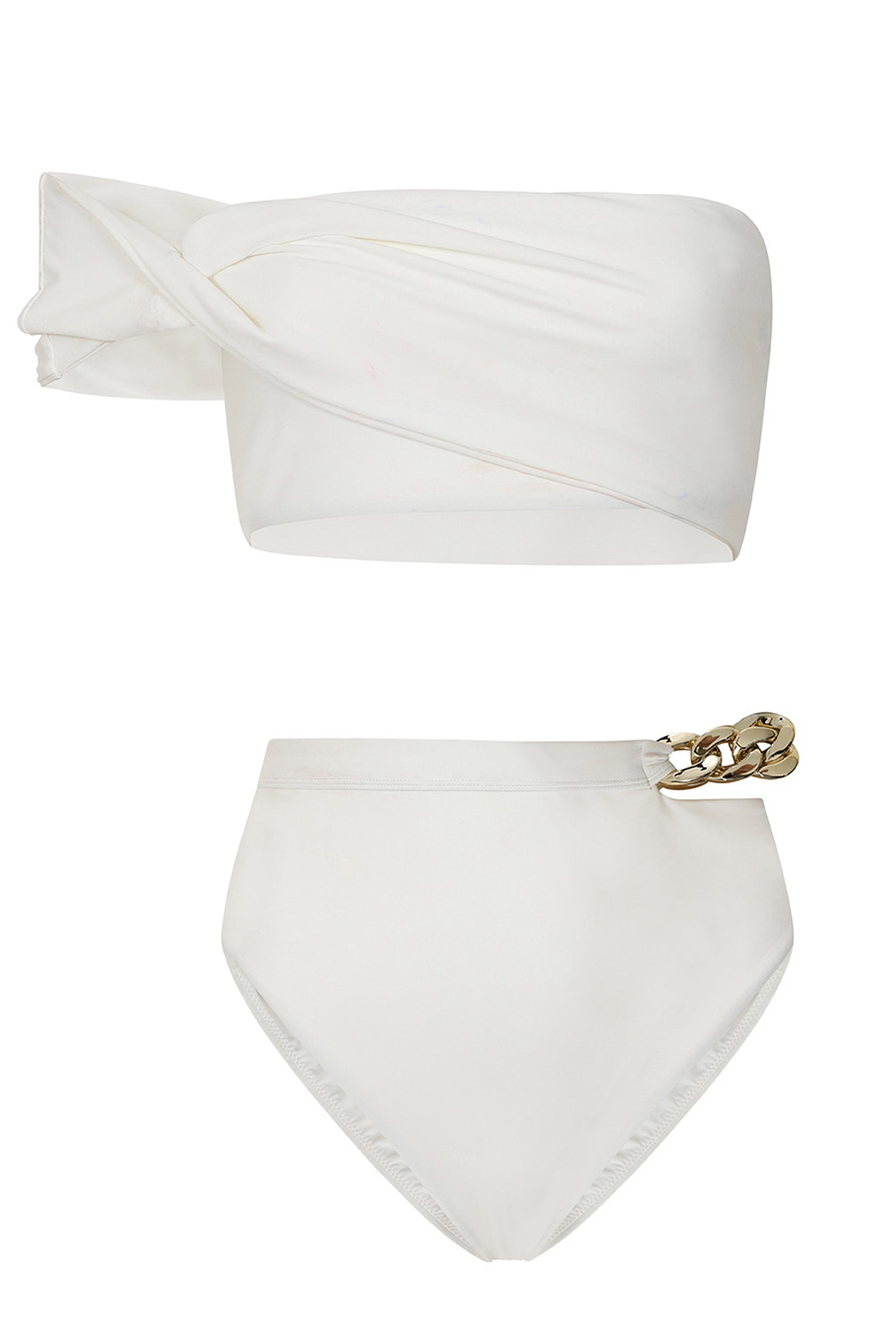 Alacakaranlık | Beyaz Drapeli Bandeau Bikini Üstü