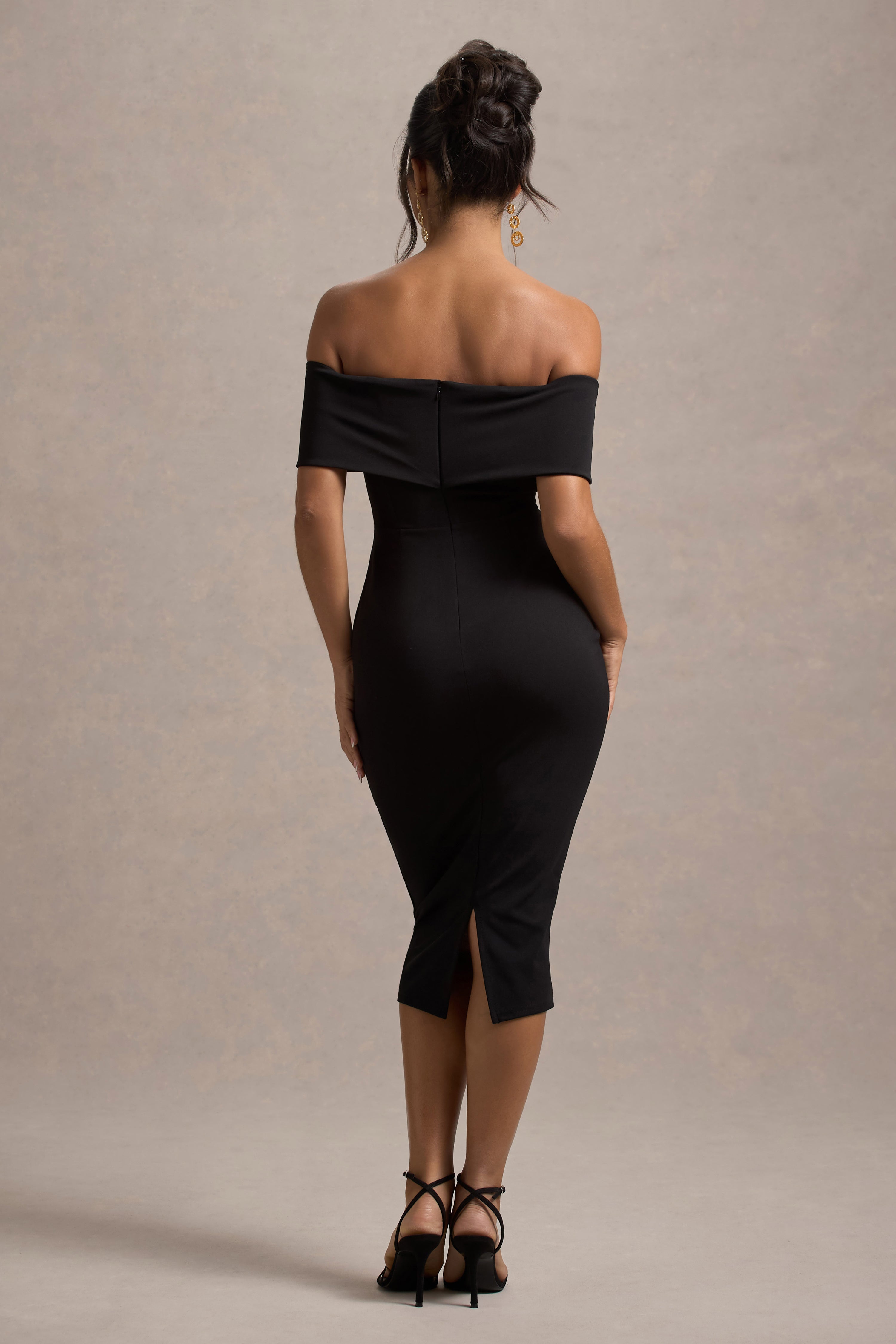 Hope | Siyah Bow Bardot Midi Elbise