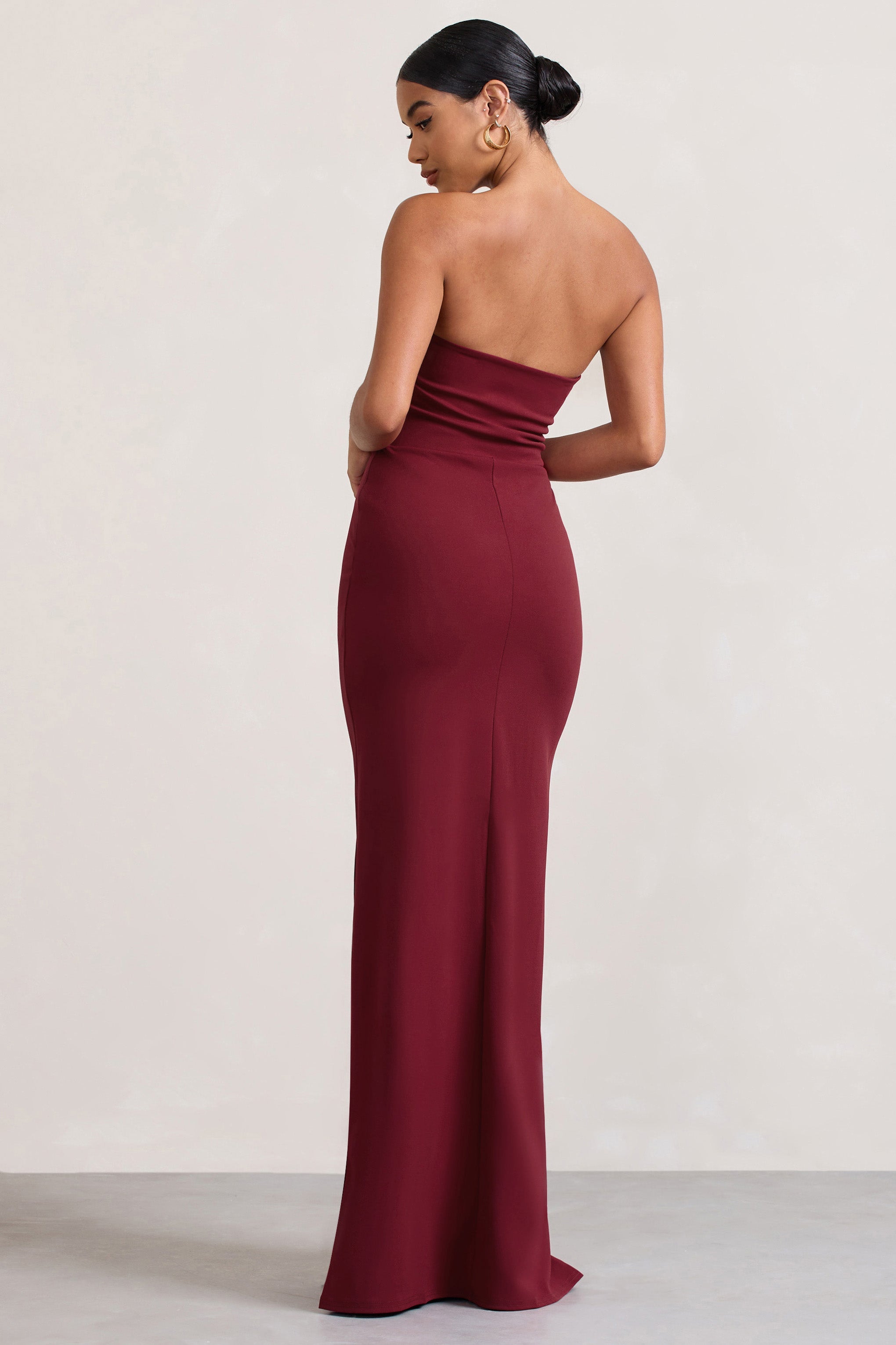 Balın Güzeli | Yırtmaçlı Berry Bandeau Maxi Elbise