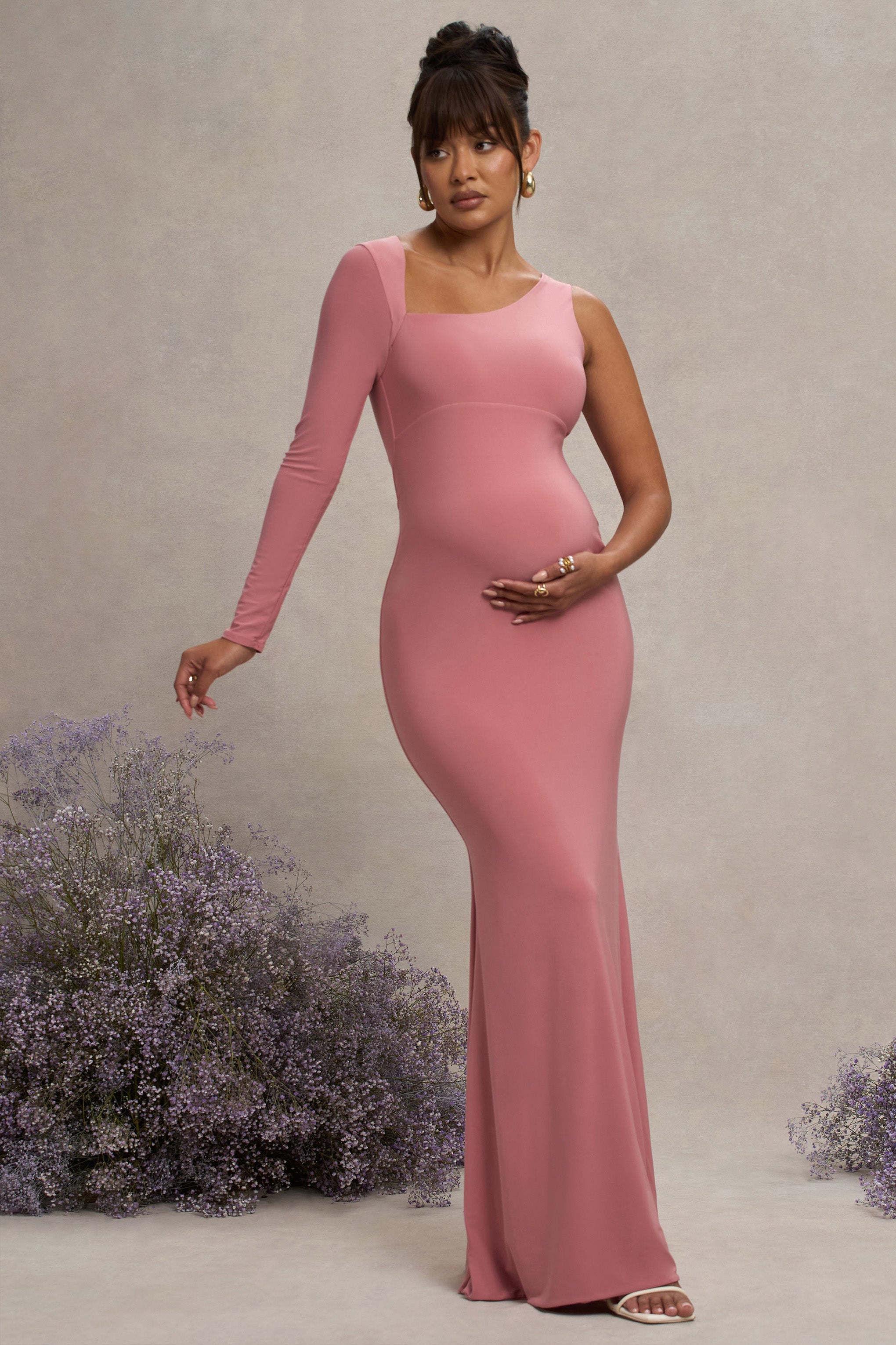 Oh Baby | Blush Maternity Tek Omuz Bodycon Maxi Elbise