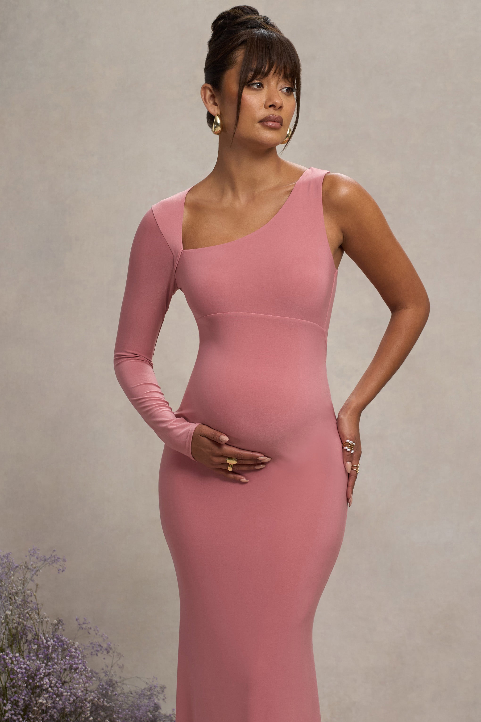 Oh Baby | Blush Maternity Tek Omuz Bodycon Maxi Elbise