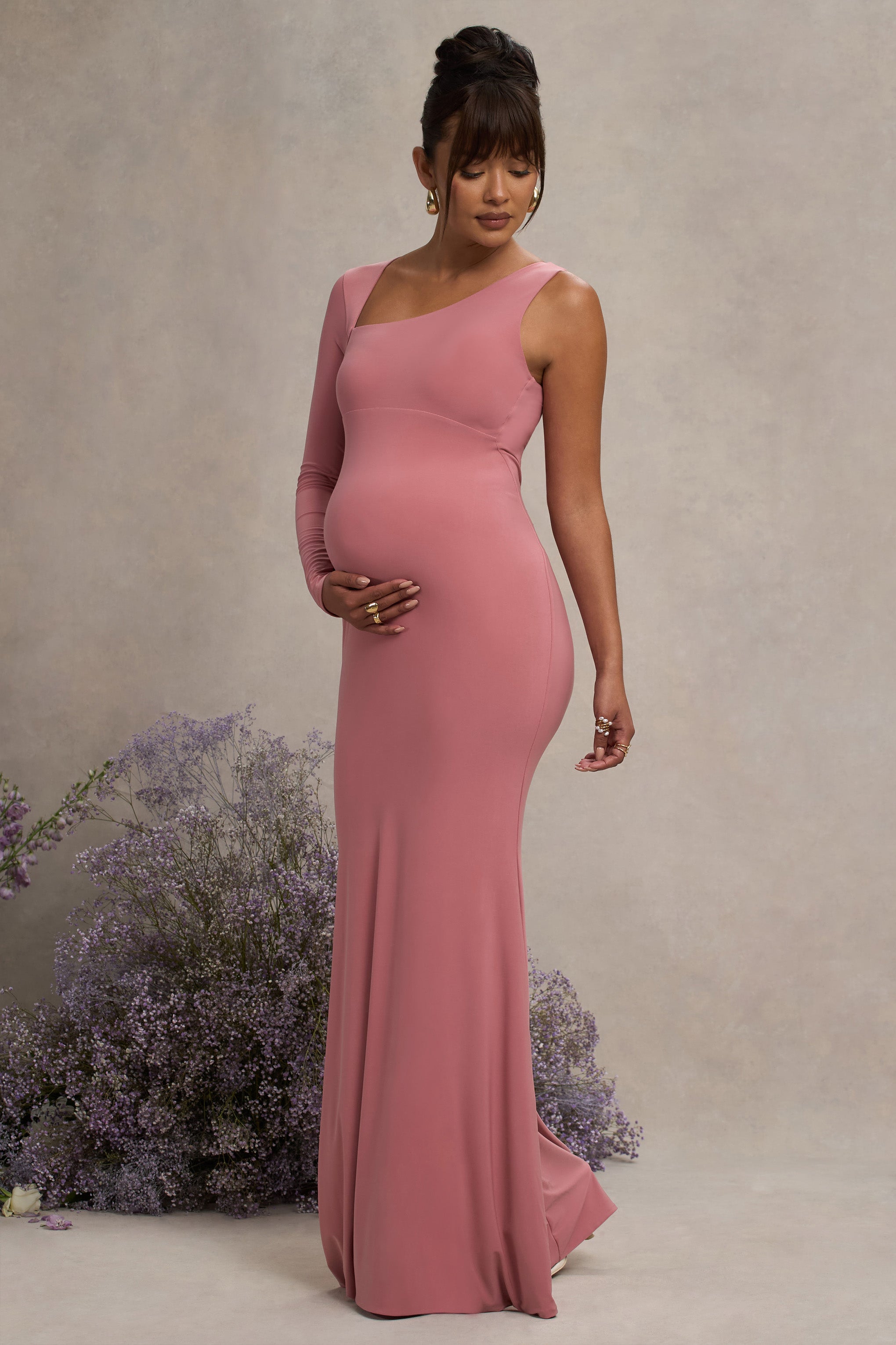 Oh Baby | Blush Maternity Tek Omuz Bodycon Maxi Elbise
