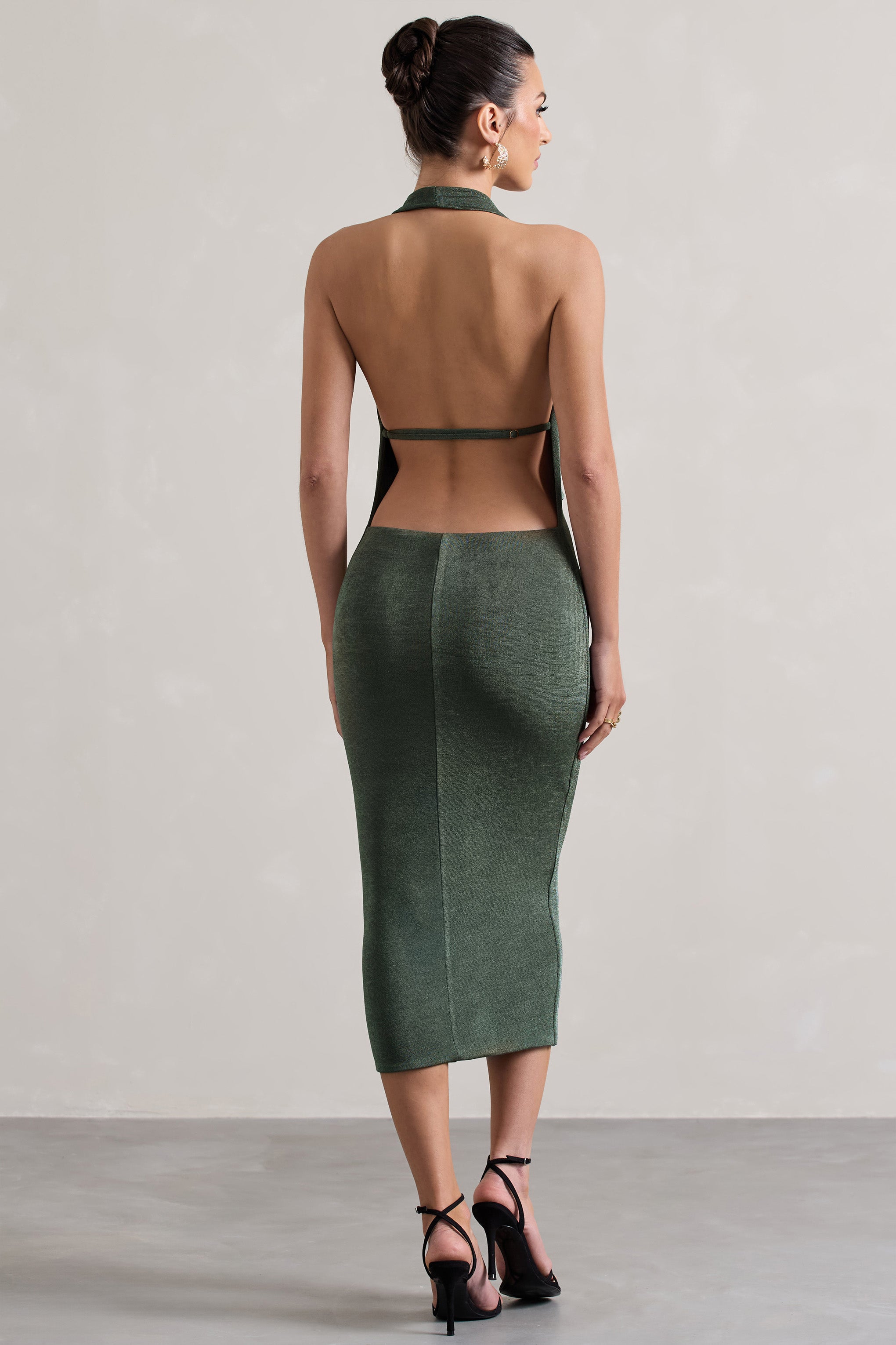 Raleigh | Salvia Yeşili Cowl-Yaka Midi Elbise