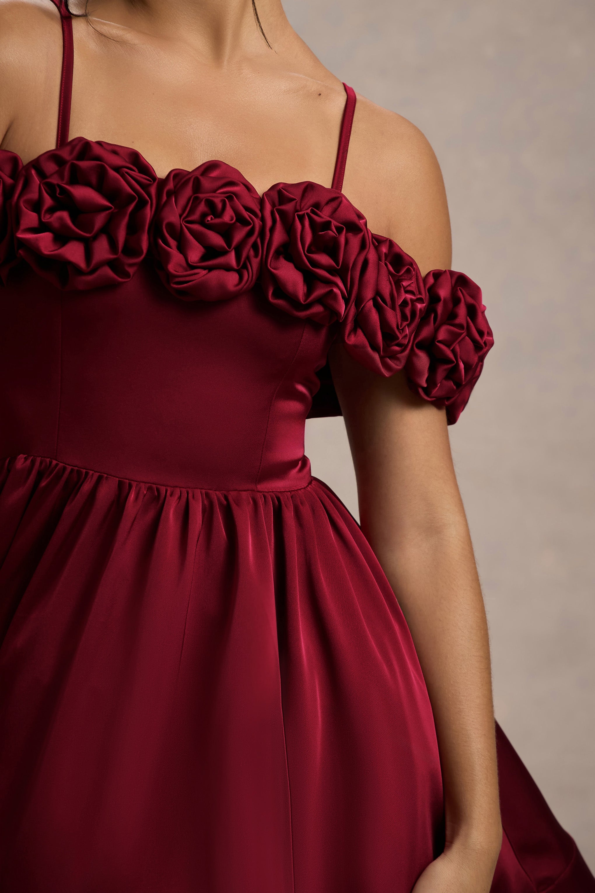 Poppy Dream | Berry Saten Çiçekli Mini Elbise