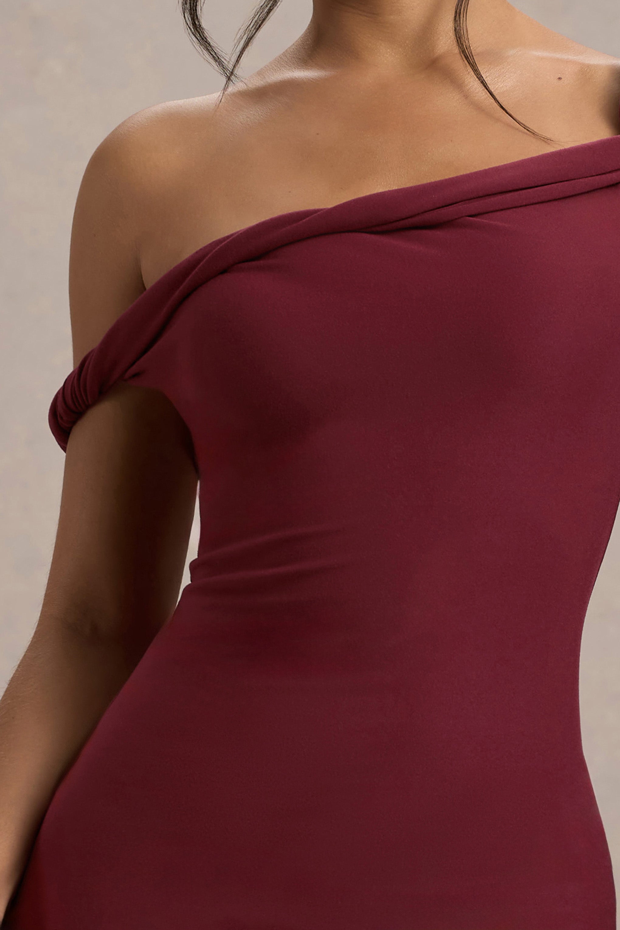 Salome | Berry Kıvrımlı Asimetrik Midi Elbise