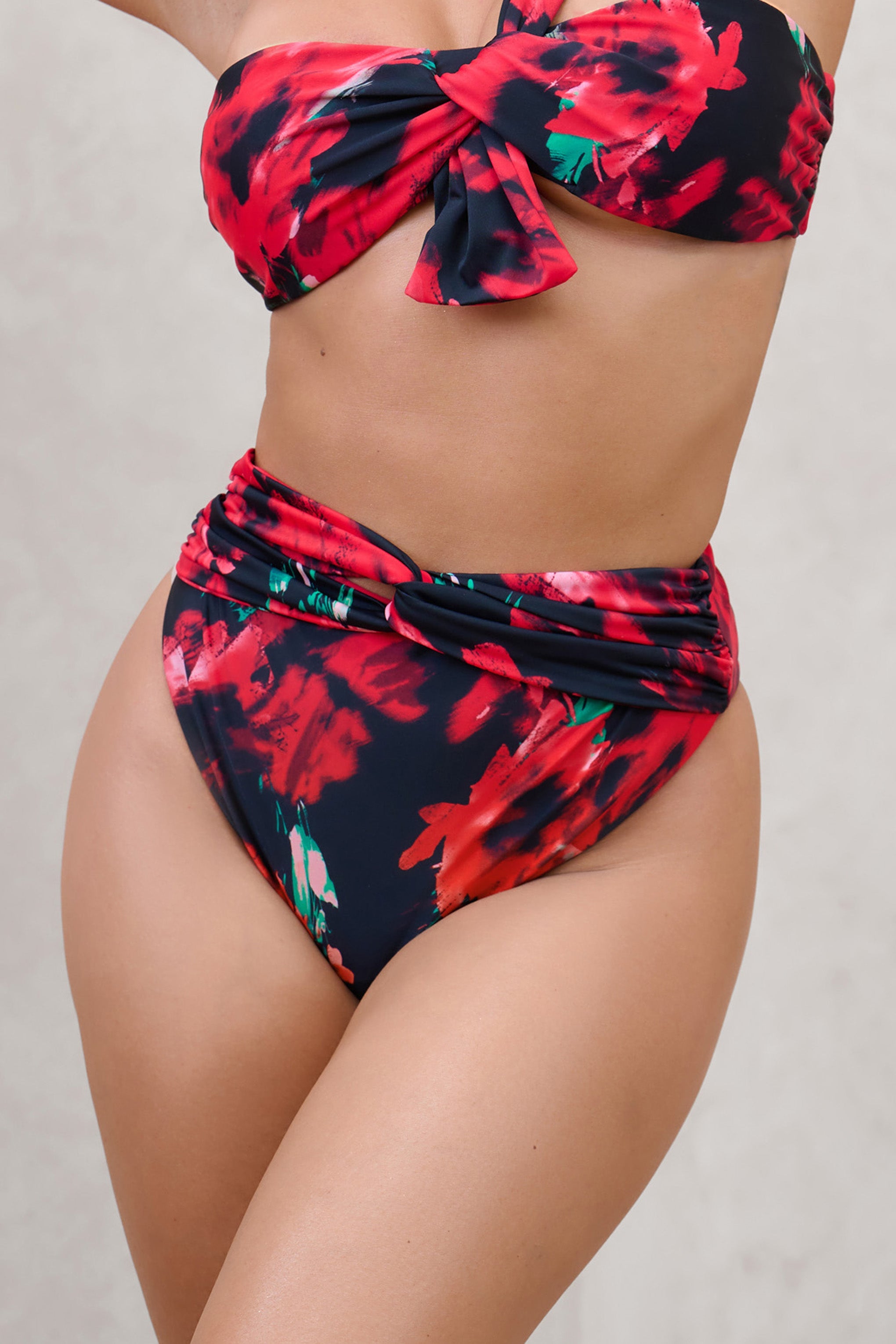 Yüksek Gelir | Çoklu Baskılı Yüksek Bel Dönme Ön Bikini Altı