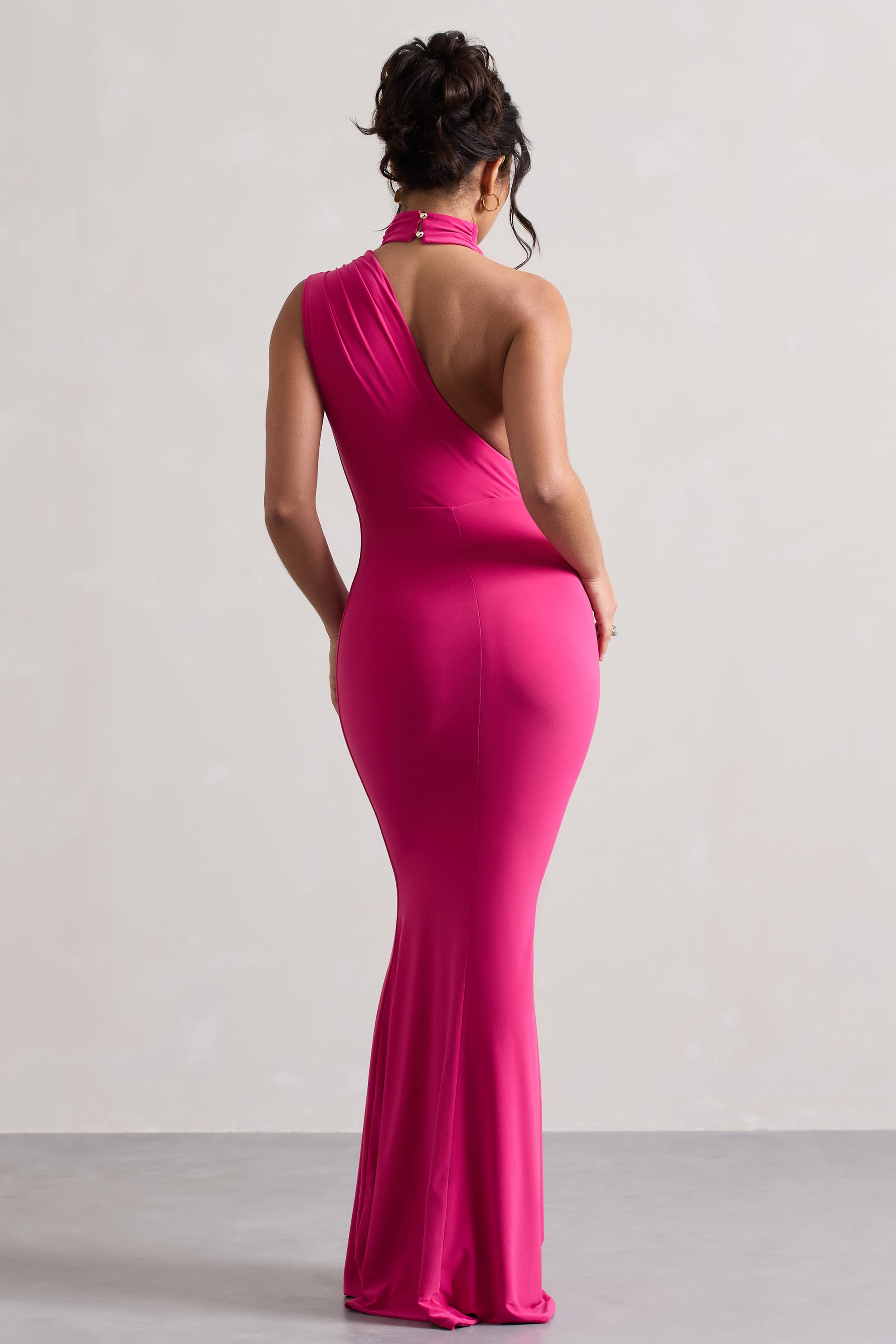 Capucine | Pembe Tek Omuz Drapeli Maxi Elbise