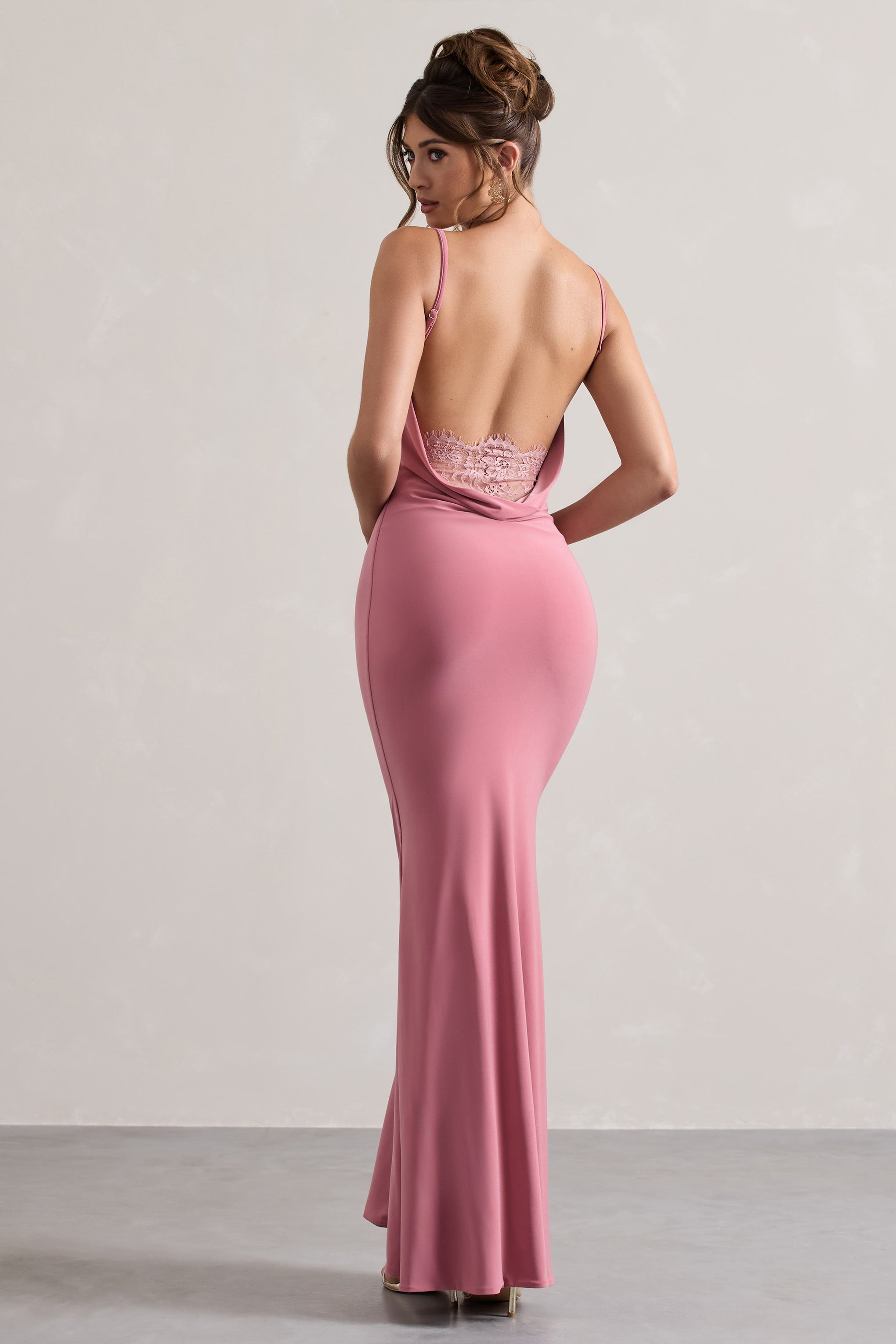 Francoise | Dantel Detaylı Açık Sırt Blush Renk Maxi Elbise