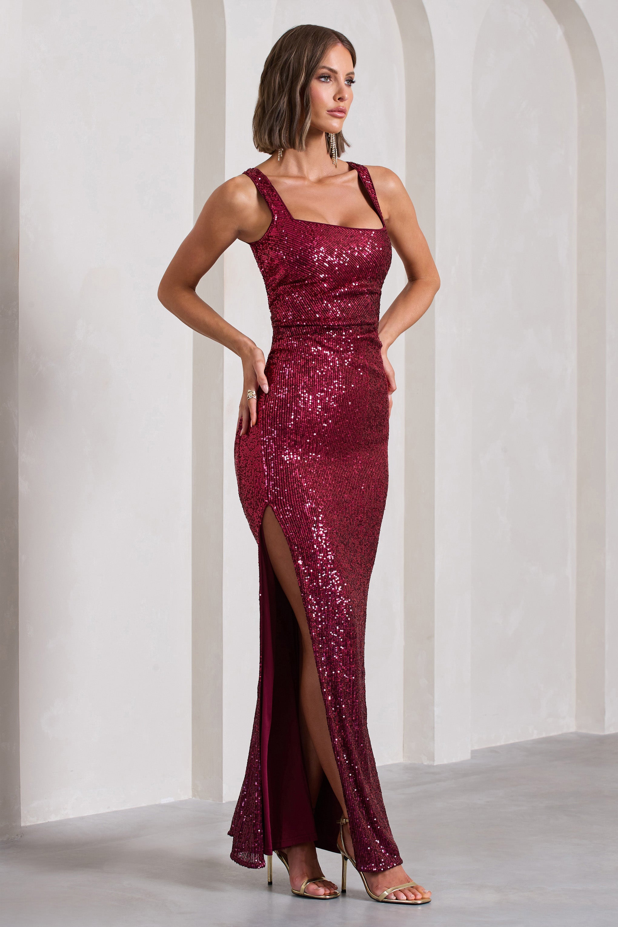 Yvonne | Erik Renkli Sırt Açık Bodycon Maxi Elbise