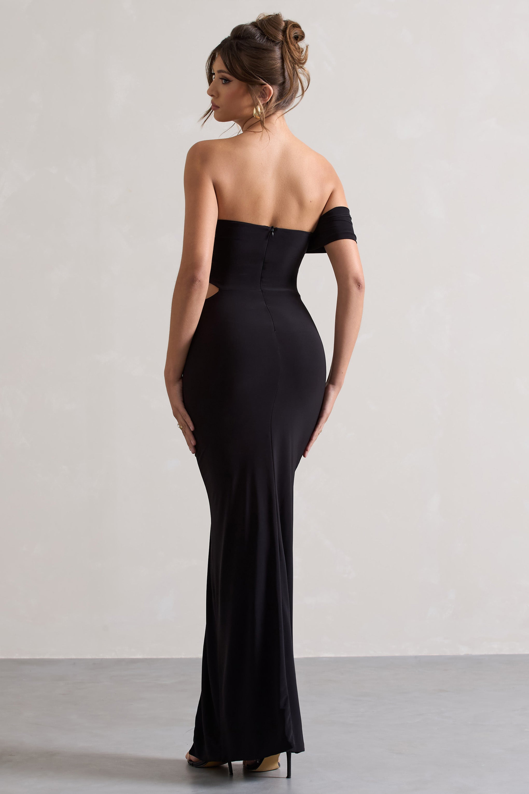 Gilded | Siyah Tek Kol Kesik Maxi Elbise