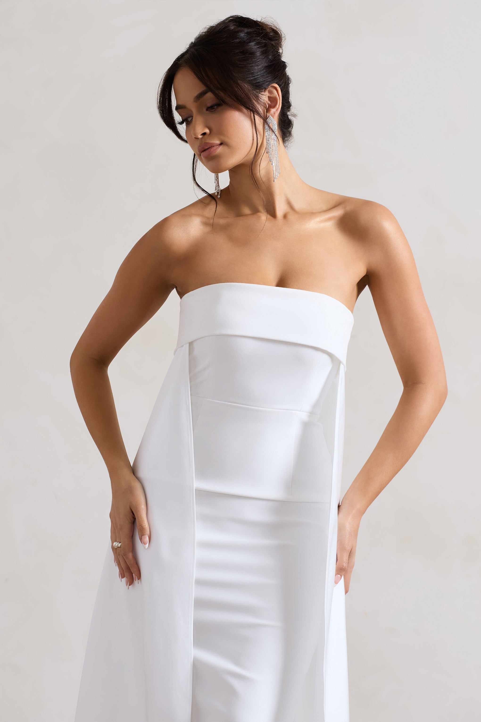 Tarihi Kaydedin | Trenli Krem Bandeau Midi Elbise