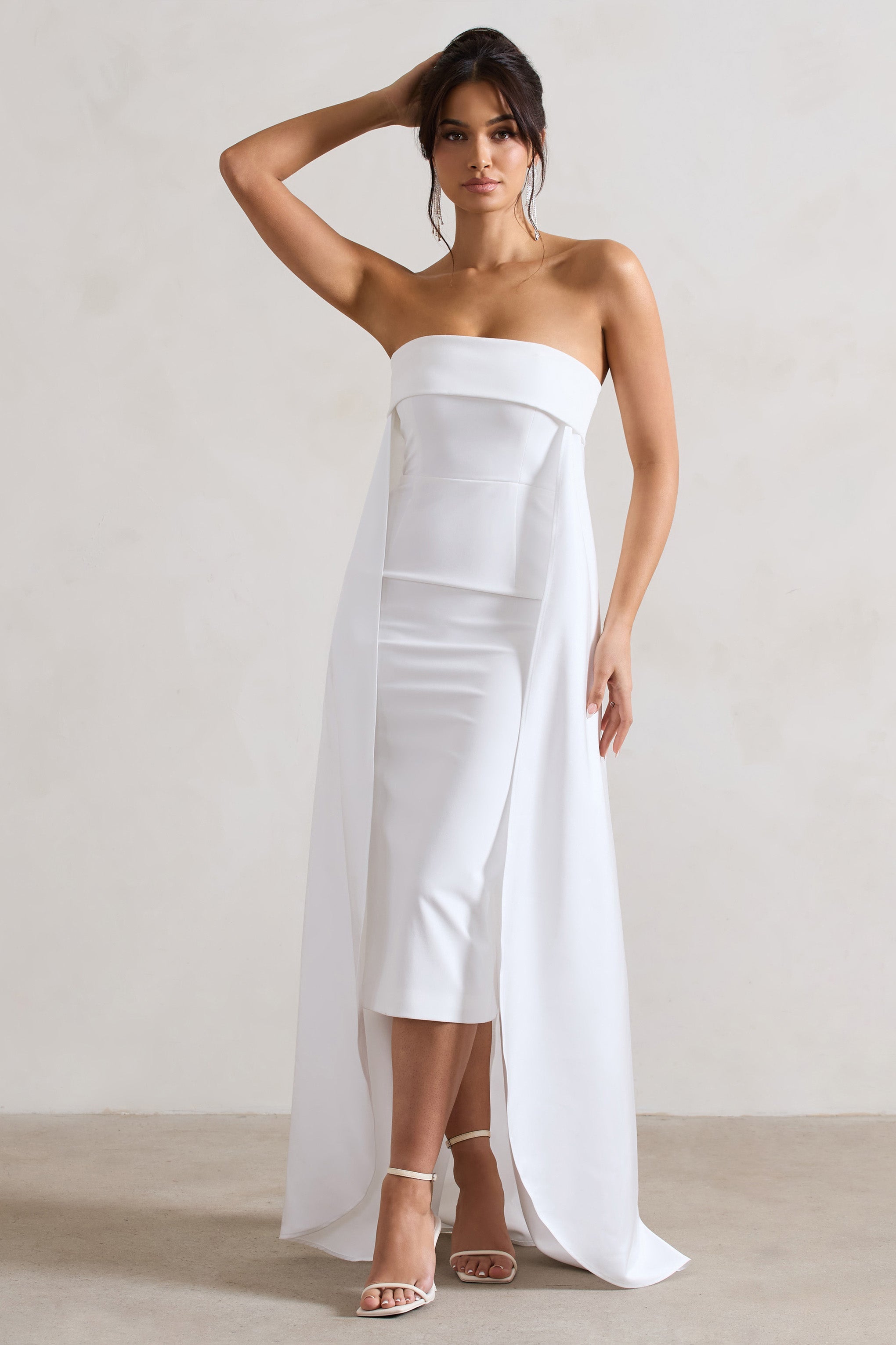 Tarihi Kaydedin | Trenli Krem Bandeau Midi Elbise