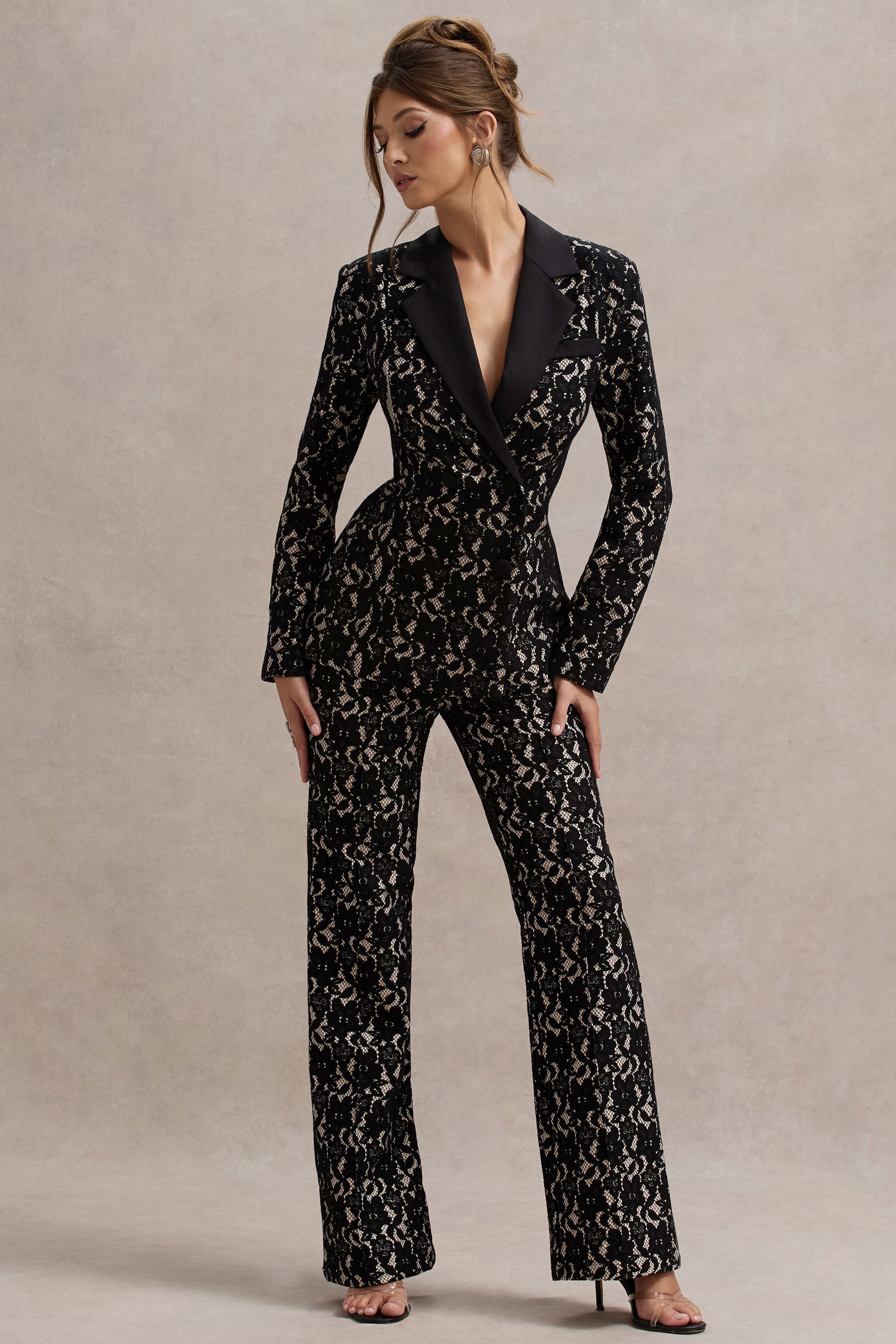 Kennedy | Siyah Dantel Kesim Blazer