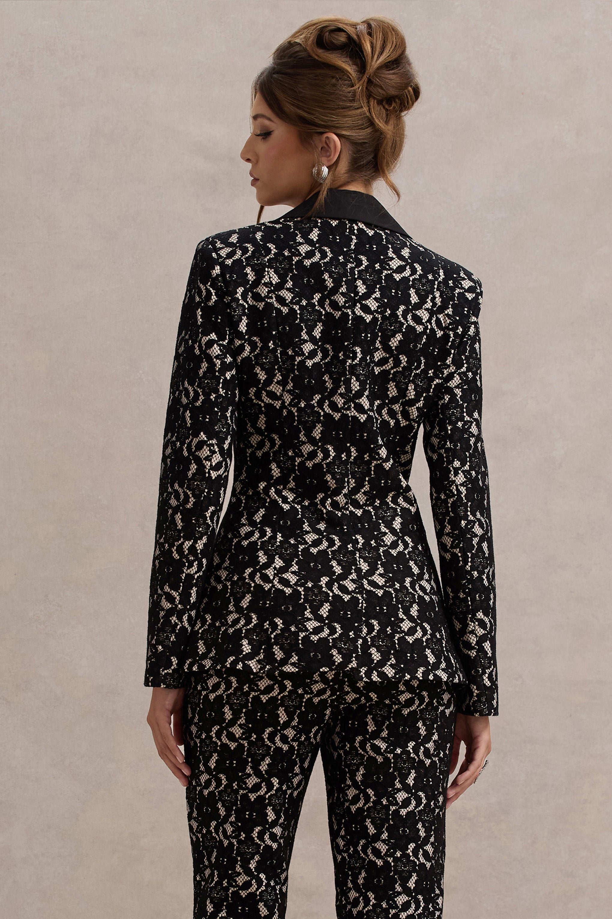 Kennedy | Siyah Dantel Kesim Blazer
