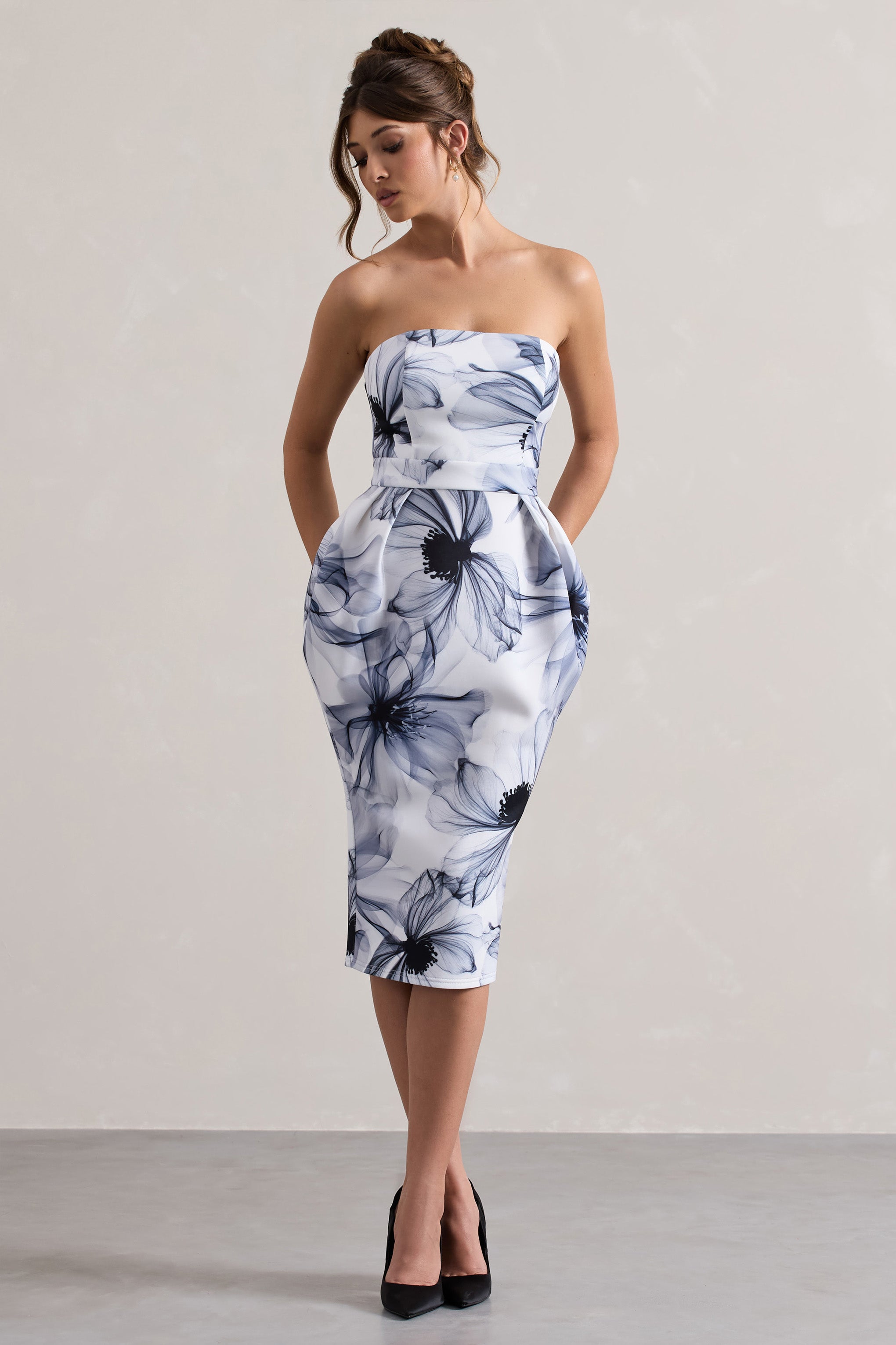 Chateau | Mono Baskı Bandeau Midi Elbise