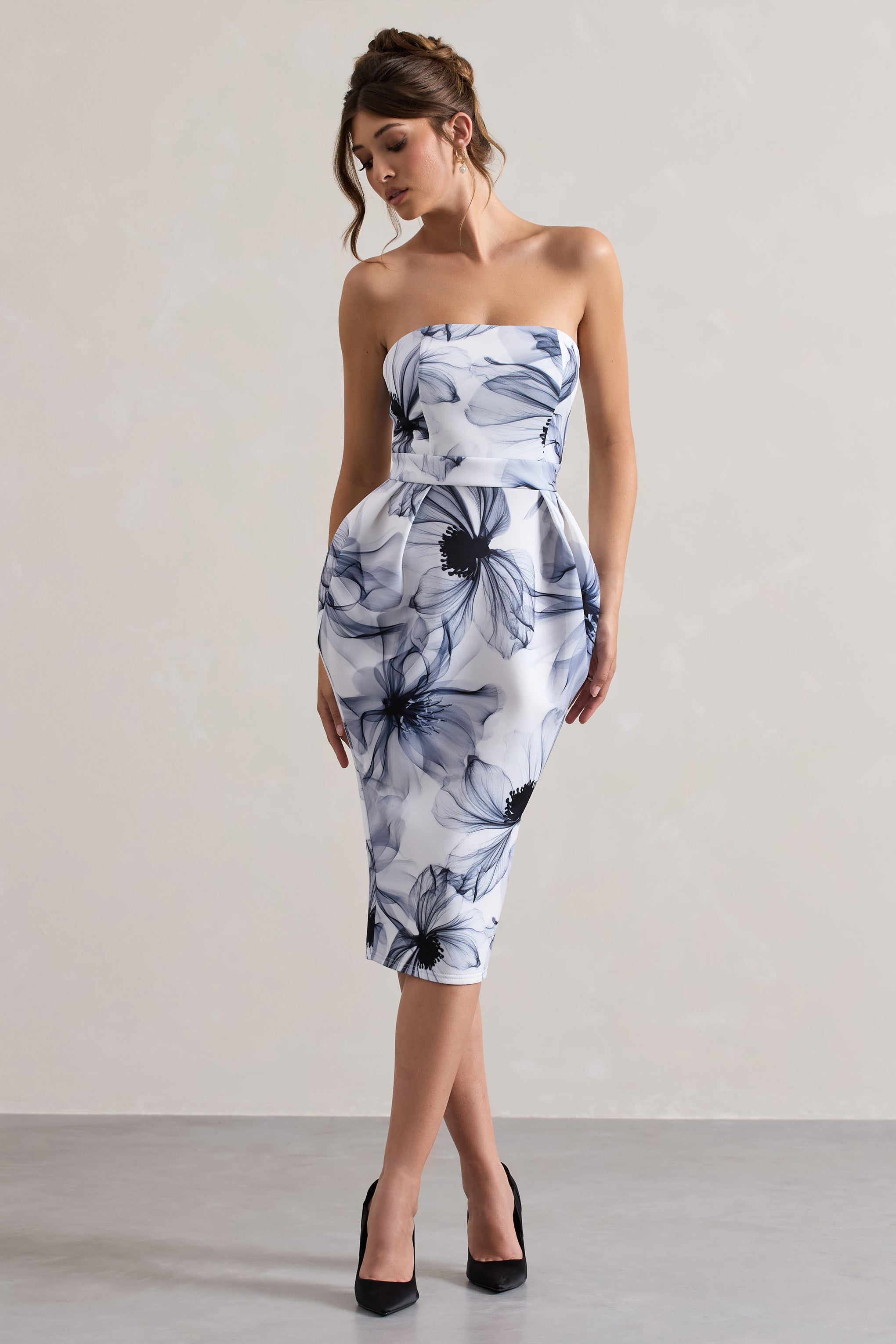 Chateau | Mono Baskı Bandeau Midi Elbise