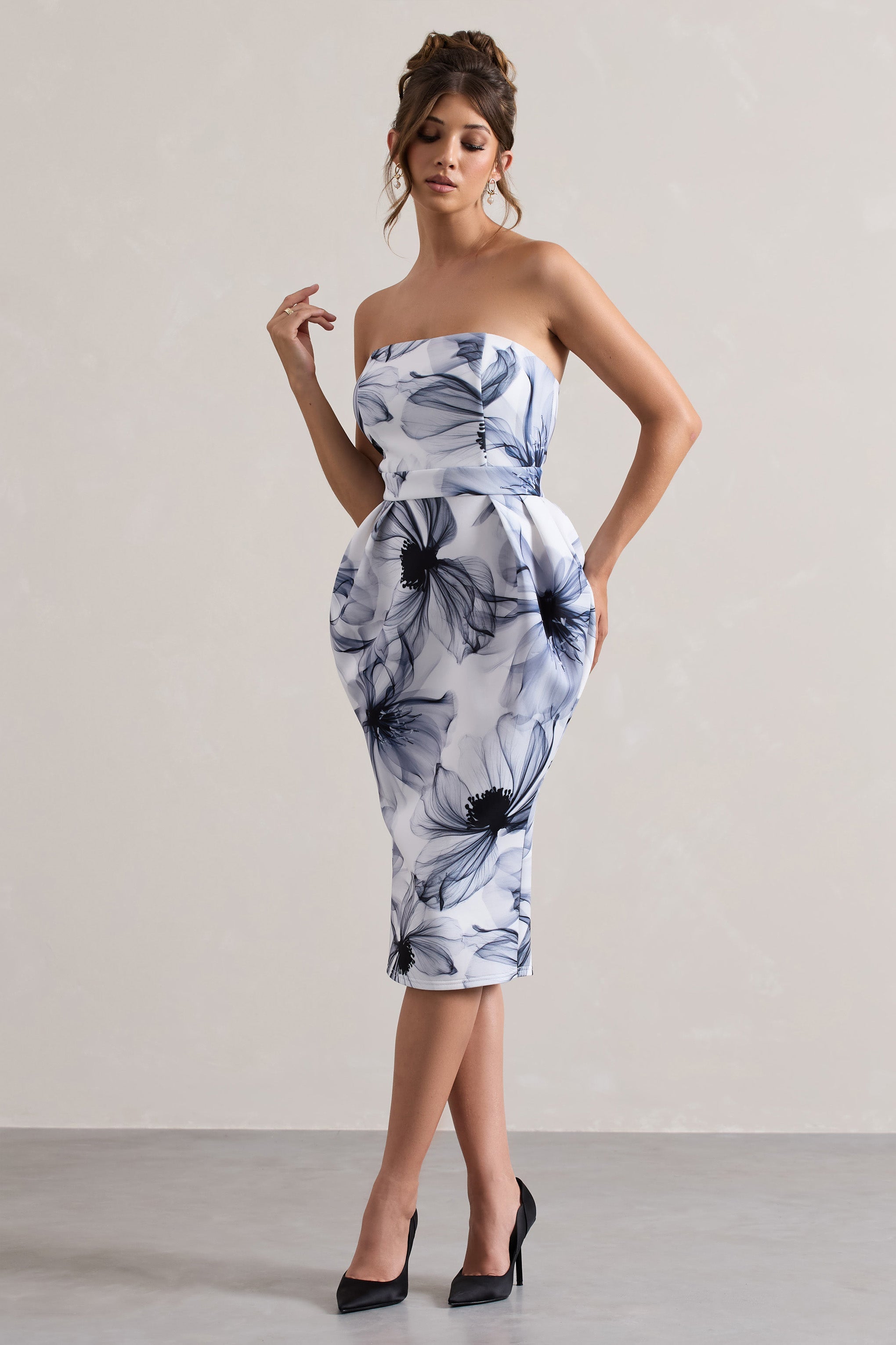 Chateau | Mono Baskı Bandeau Midi Elbise