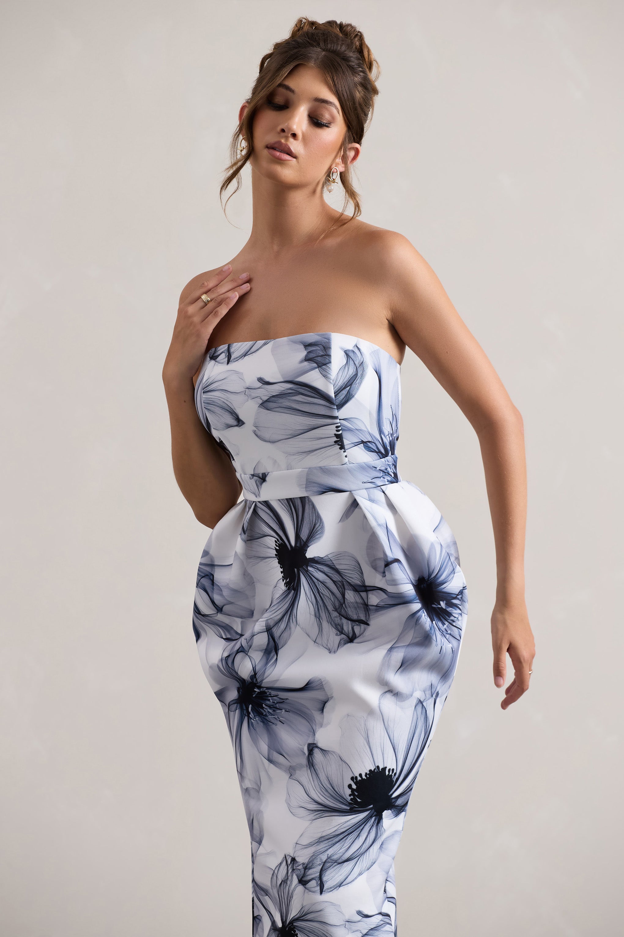 Chateau | Mono Baskı Bandeau Midi Elbise
