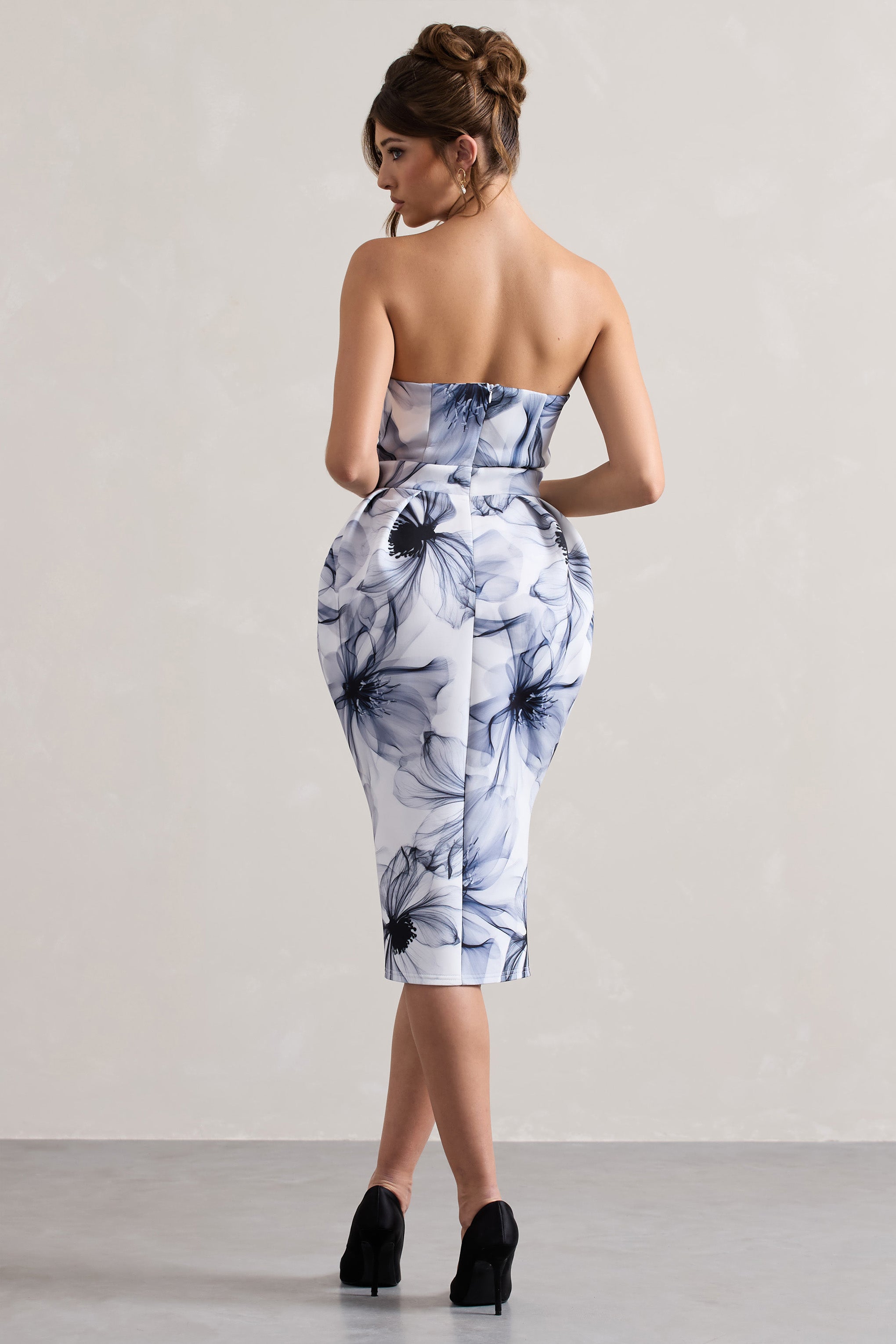 Chateau | Mono Baskı Bandeau Midi Elbise