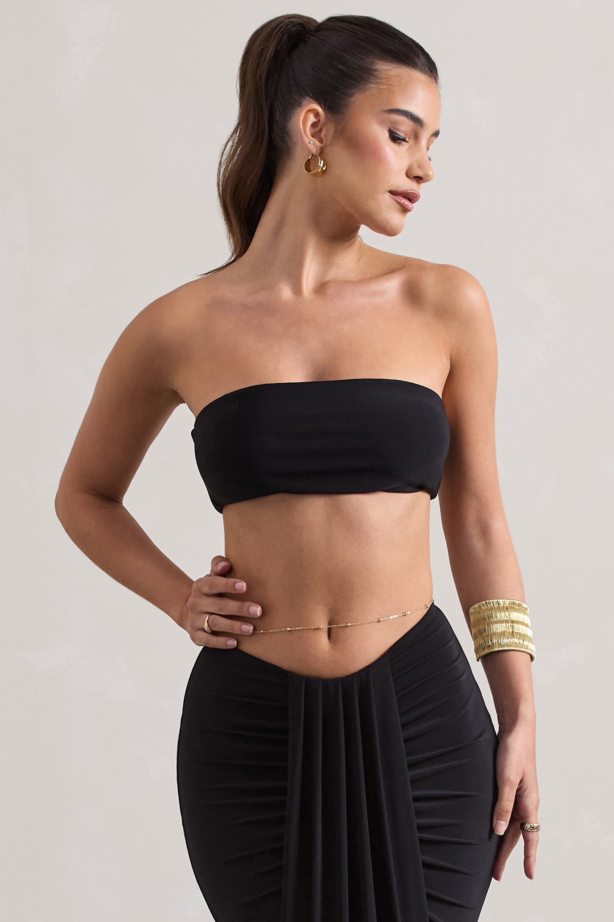 Vada | Siyah Bandeau Kısa Üst