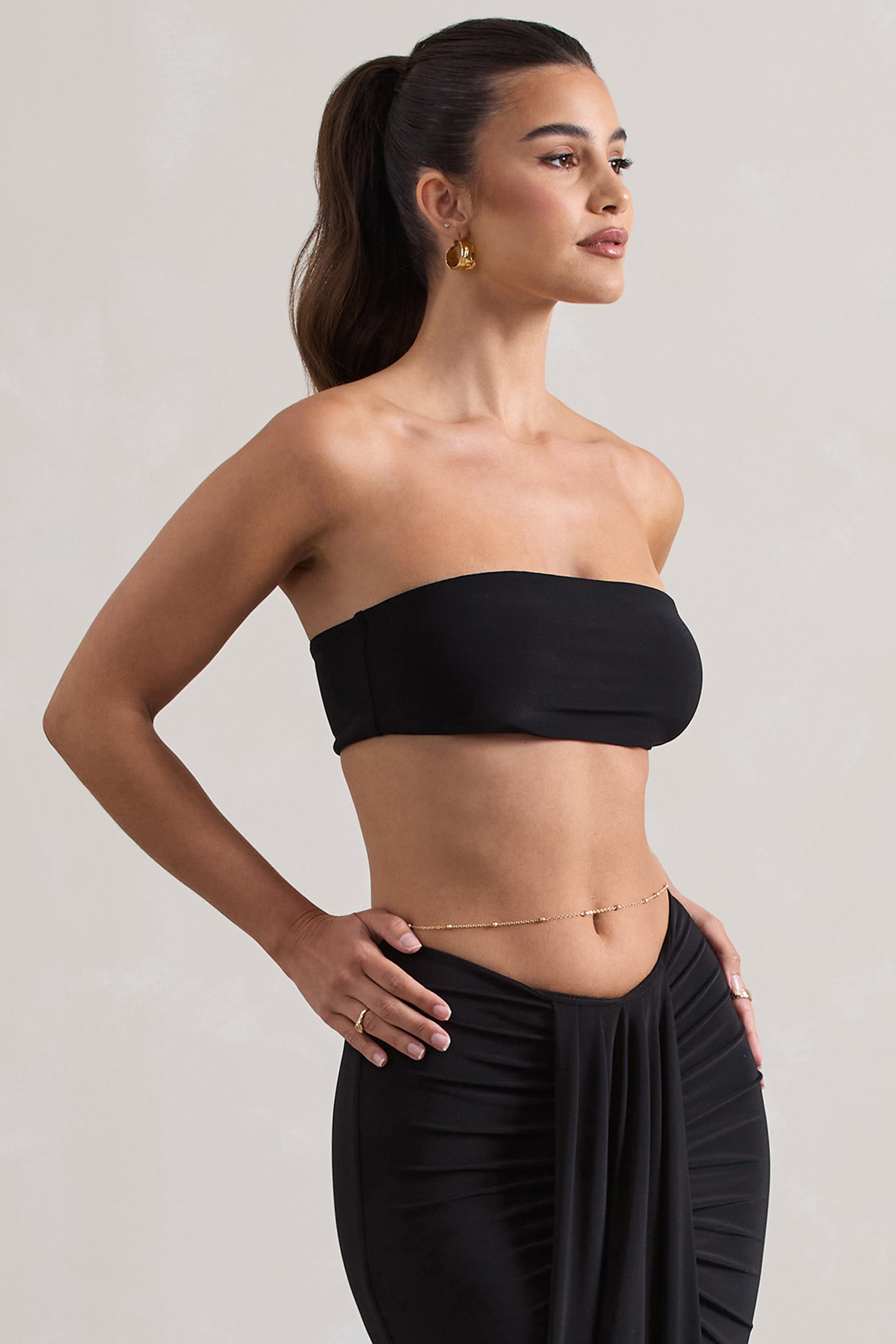 Vada | Siyah Bandeau Kısa Üst