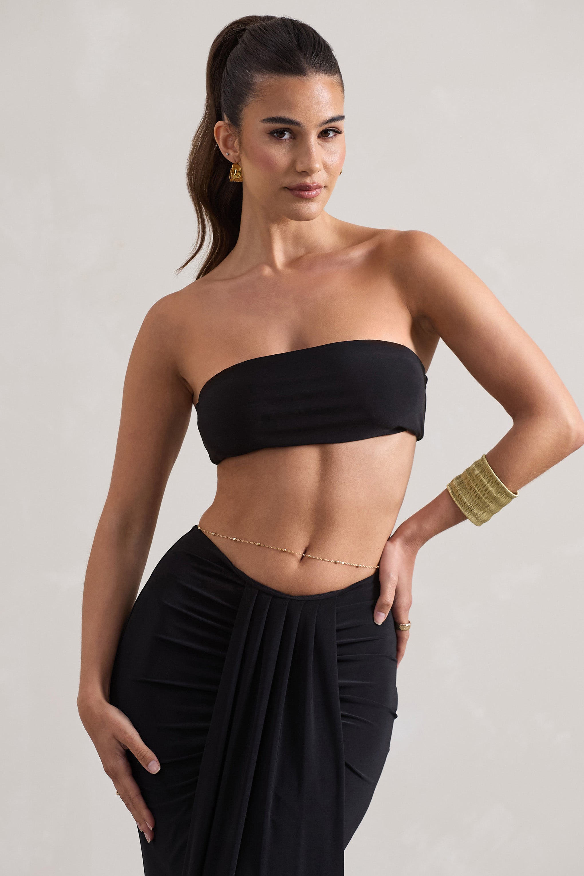 Vada | Siyah Bandeau Kısa Üst