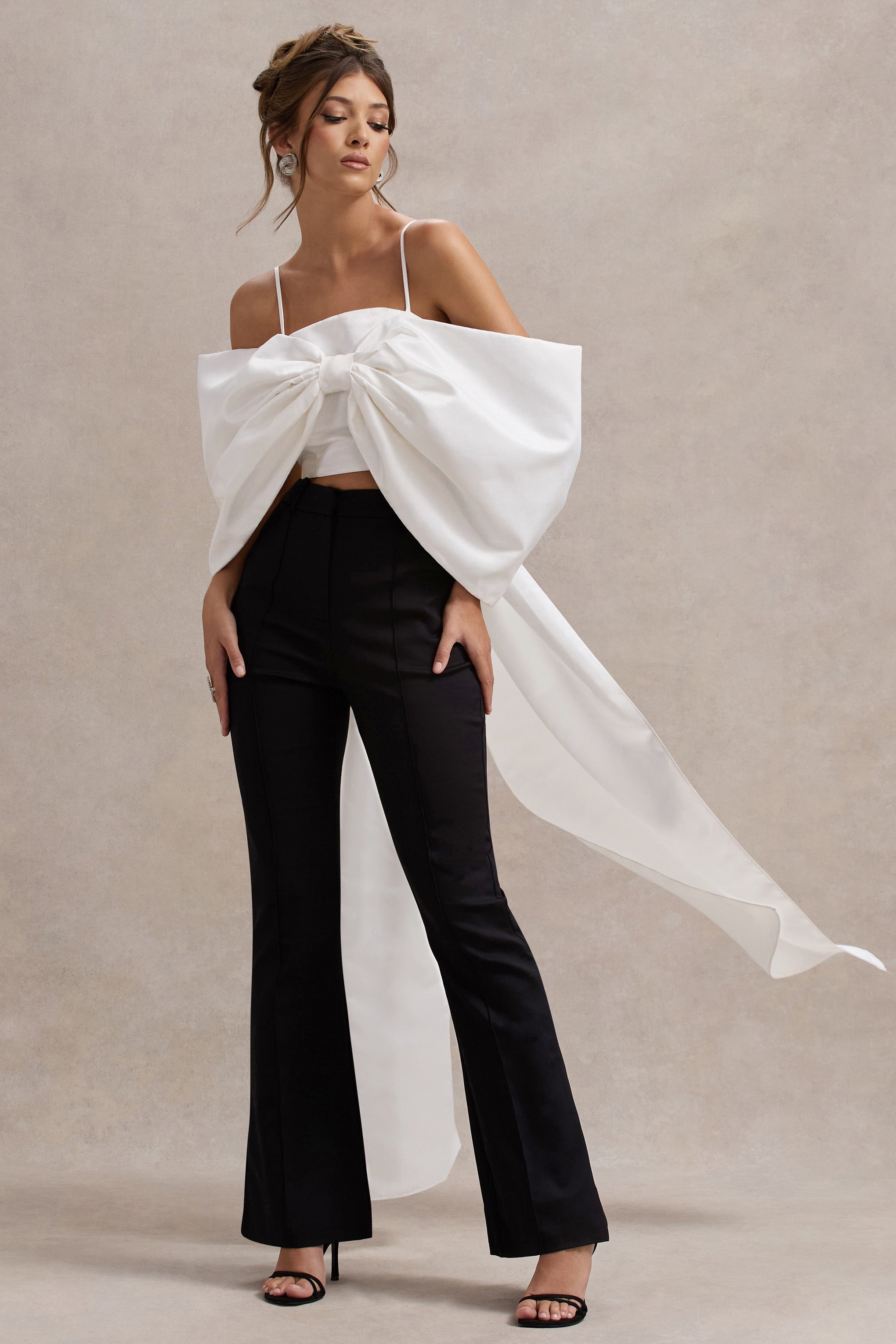 Hatıra | Oversized Kemerli Beyaz Saten Bluz