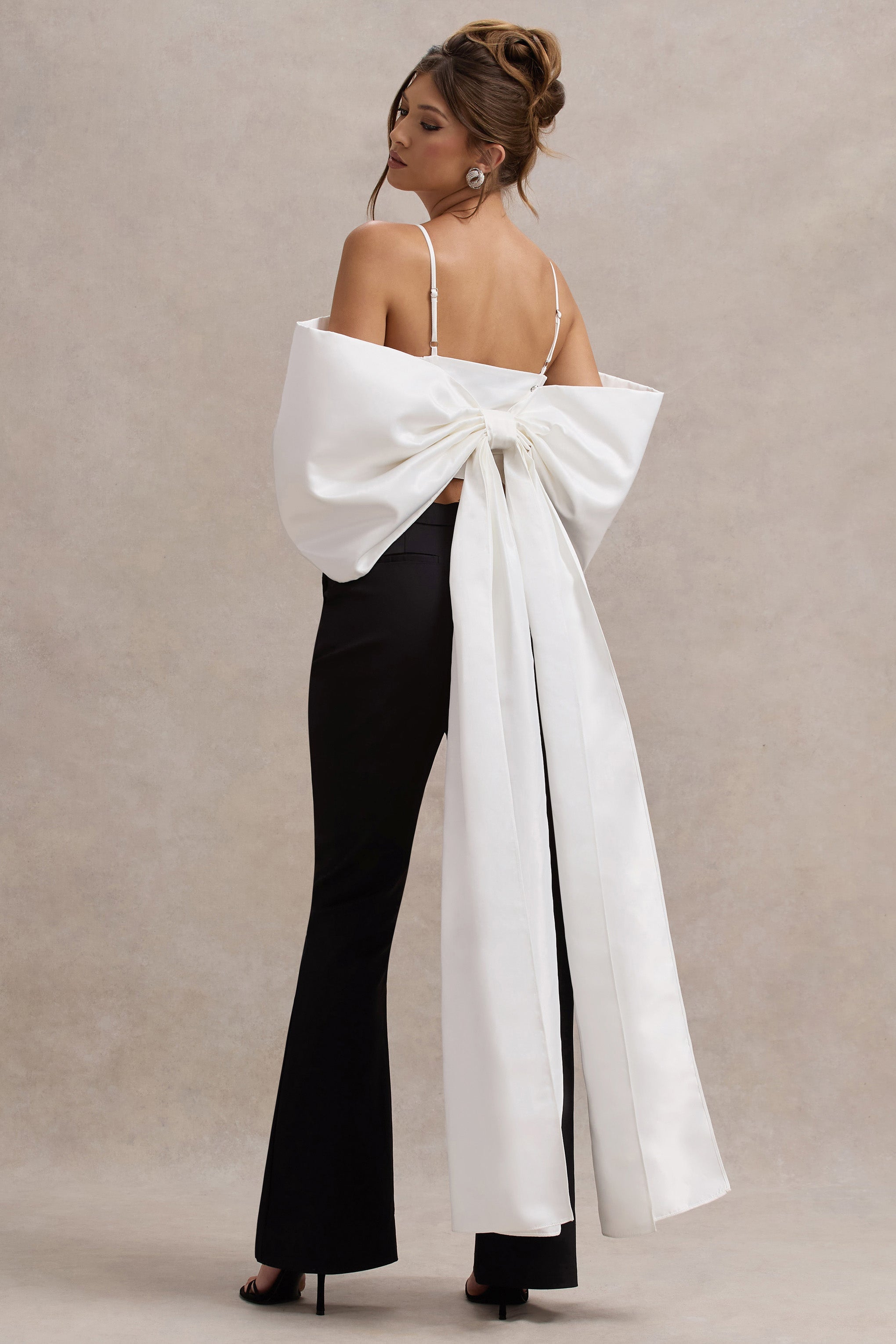 Hatıra | Oversized Kemerli Beyaz Saten Bluz