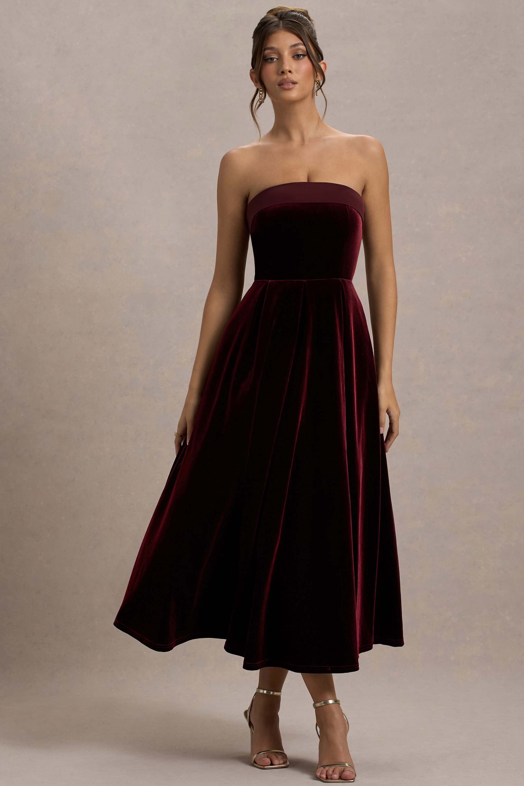 Delray | Port Kadife Bandeau Midi Elbise