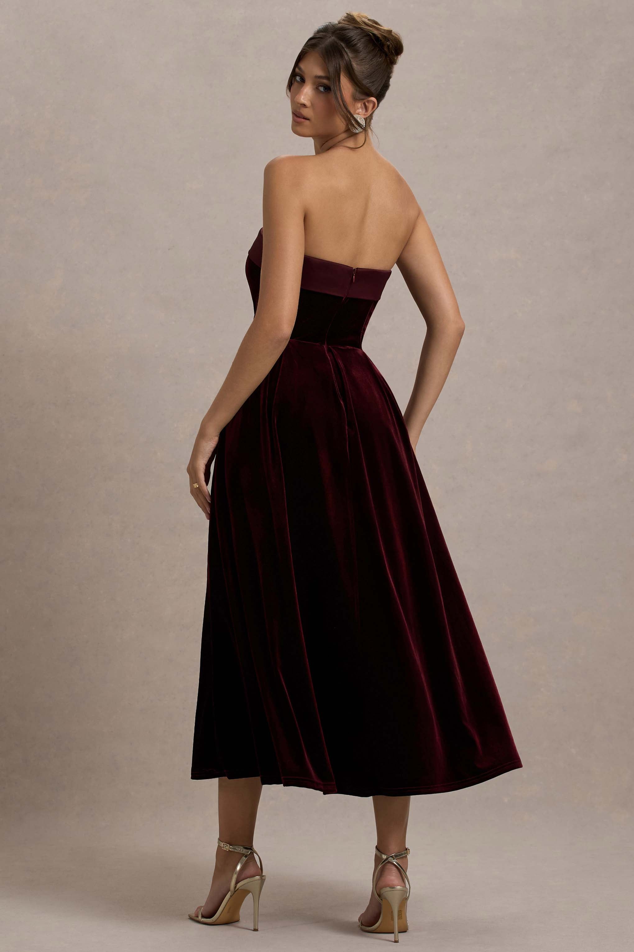 Delray | Port Kadife Bandeau Midi Elbise