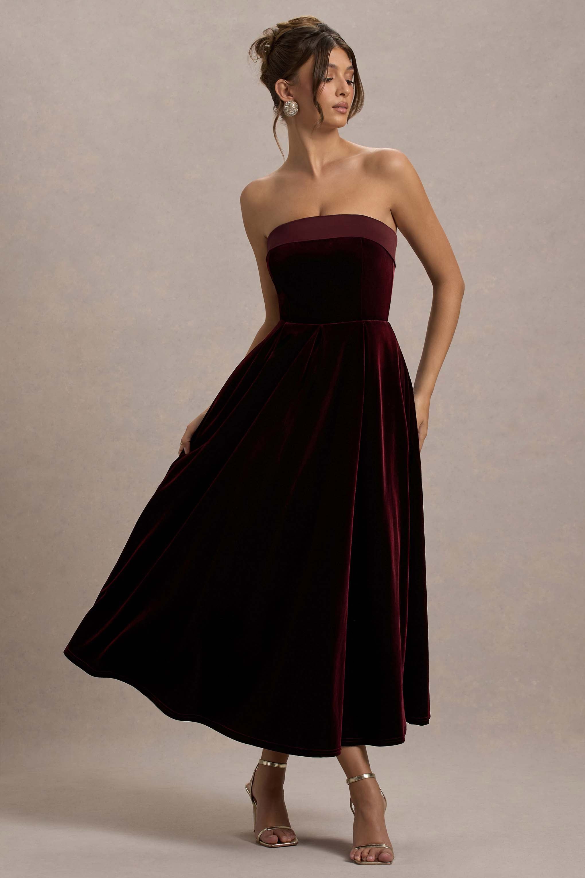 Delray | Port Kadife Bandeau Midi Elbise