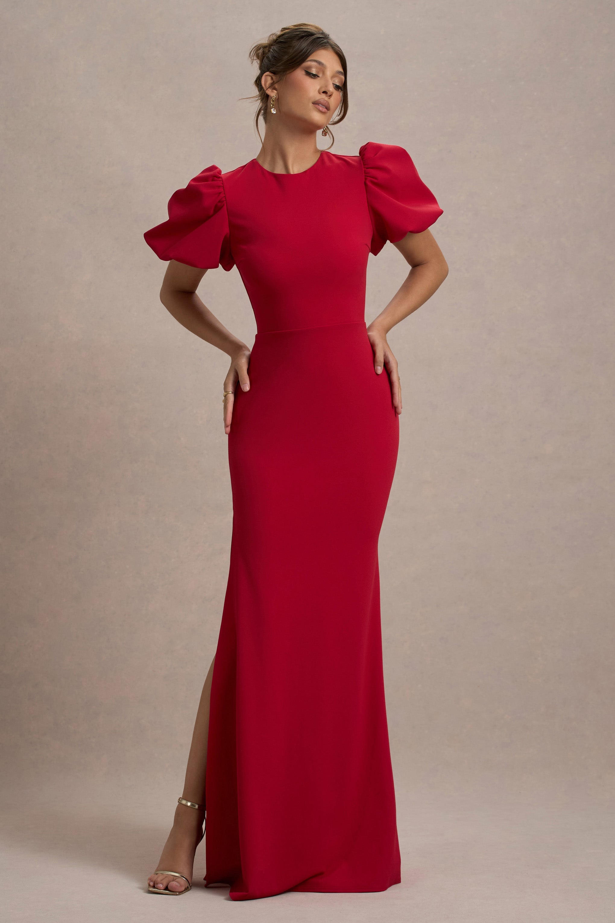 Aşk Mektupları | Kırmızı Puff-Sleeve Maxi Elbise