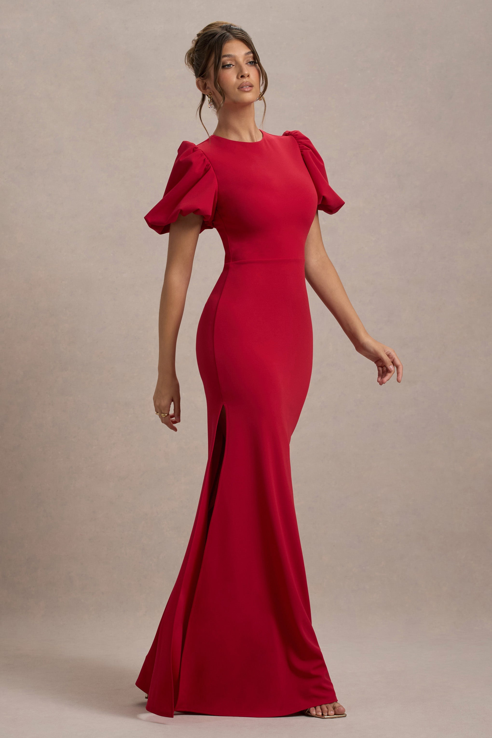 Aşk Mektupları | Kırmızı Puff-Sleeve Maxi Elbise