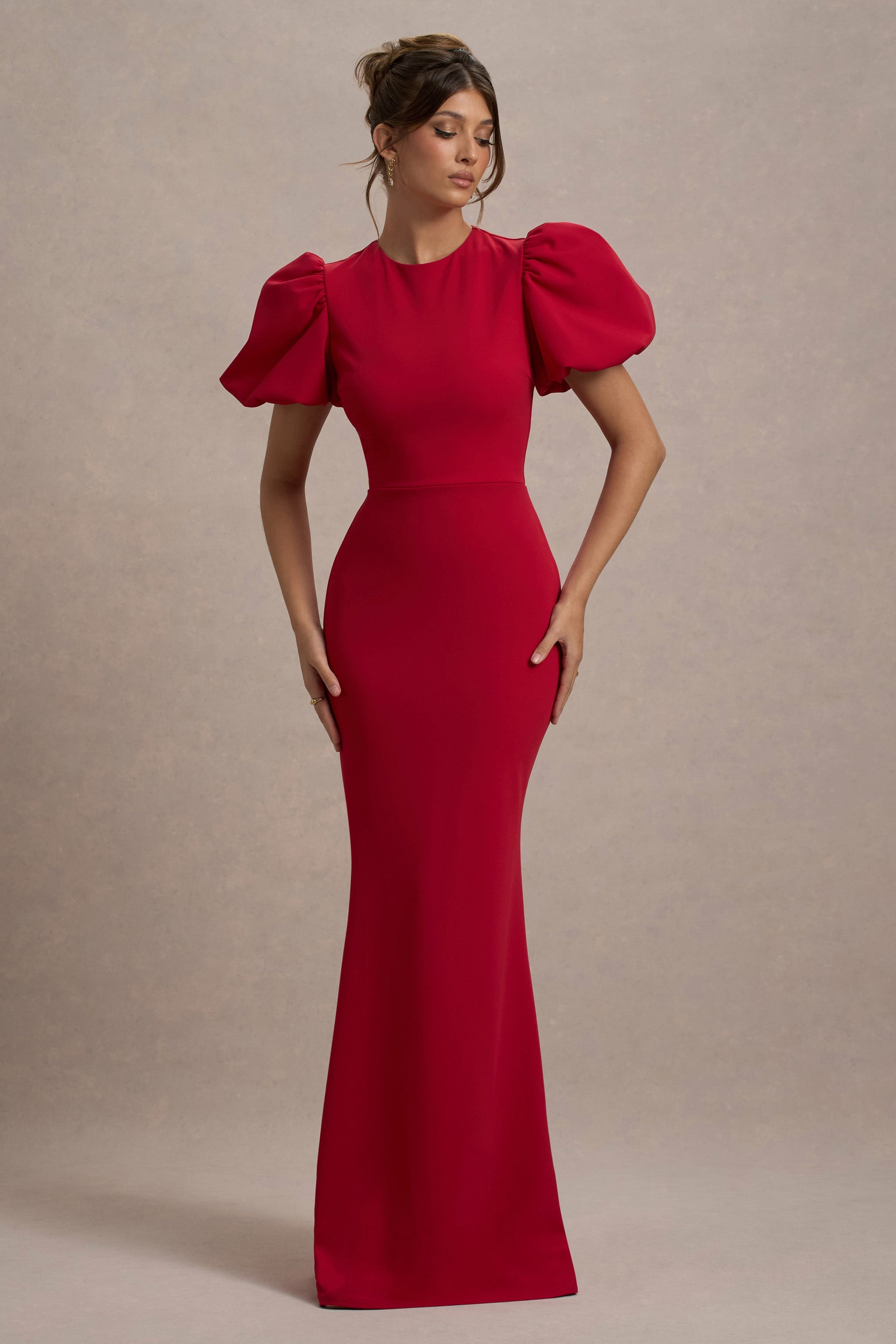 Aşk Mektupları | Kırmızı Puff-Sleeve Maxi Elbise