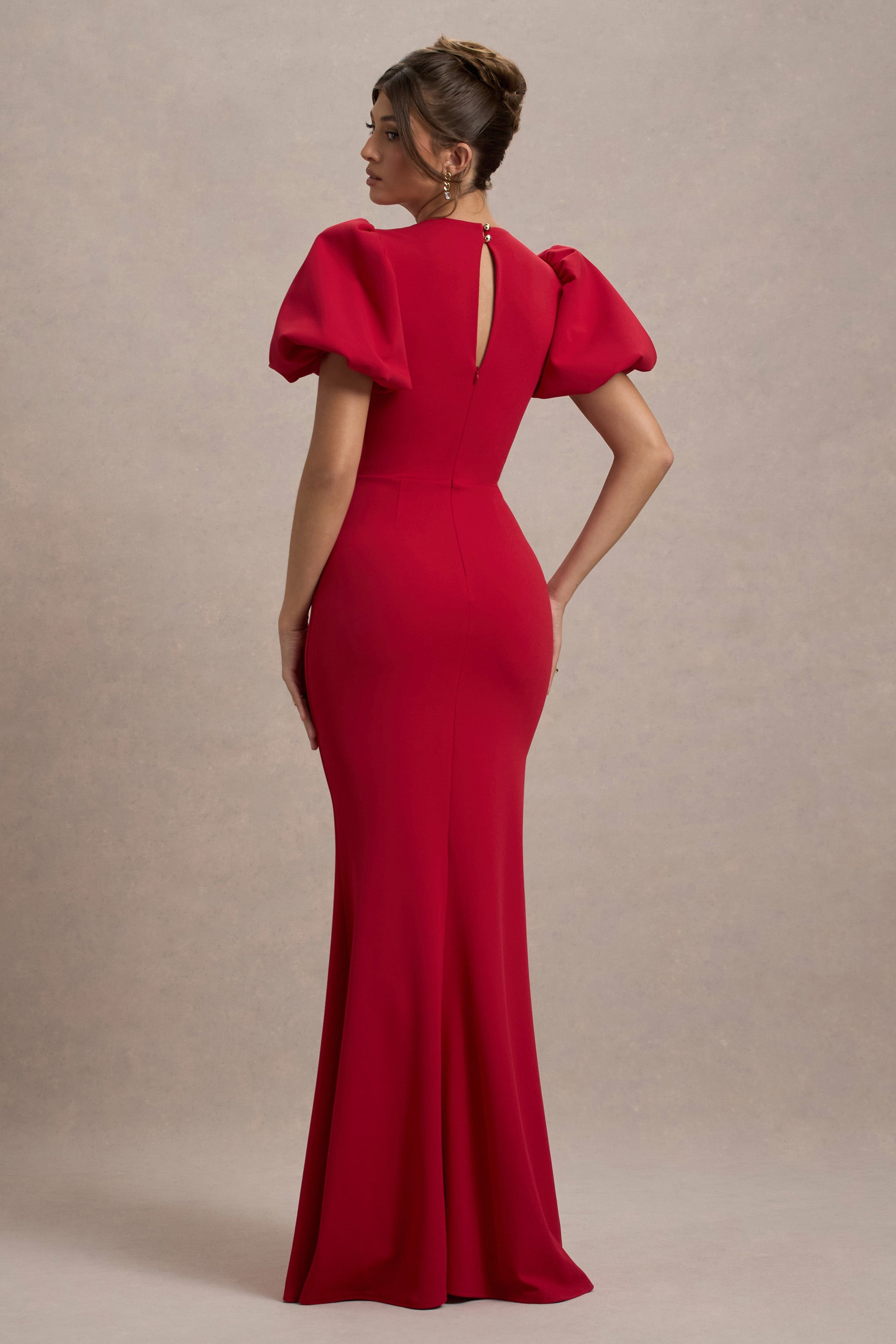 Aşk Mektupları | Kırmızı Puff-Sleeve Maxi Elbise