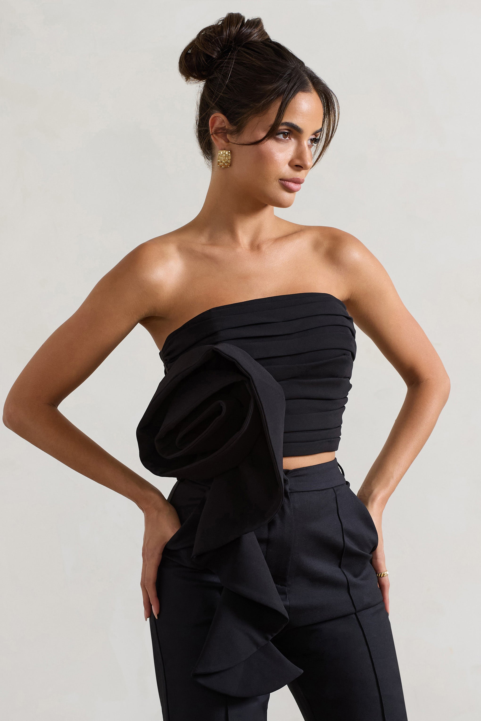 Whirlwind | Oversize Volan Detaylı Siyah Askılı Üst