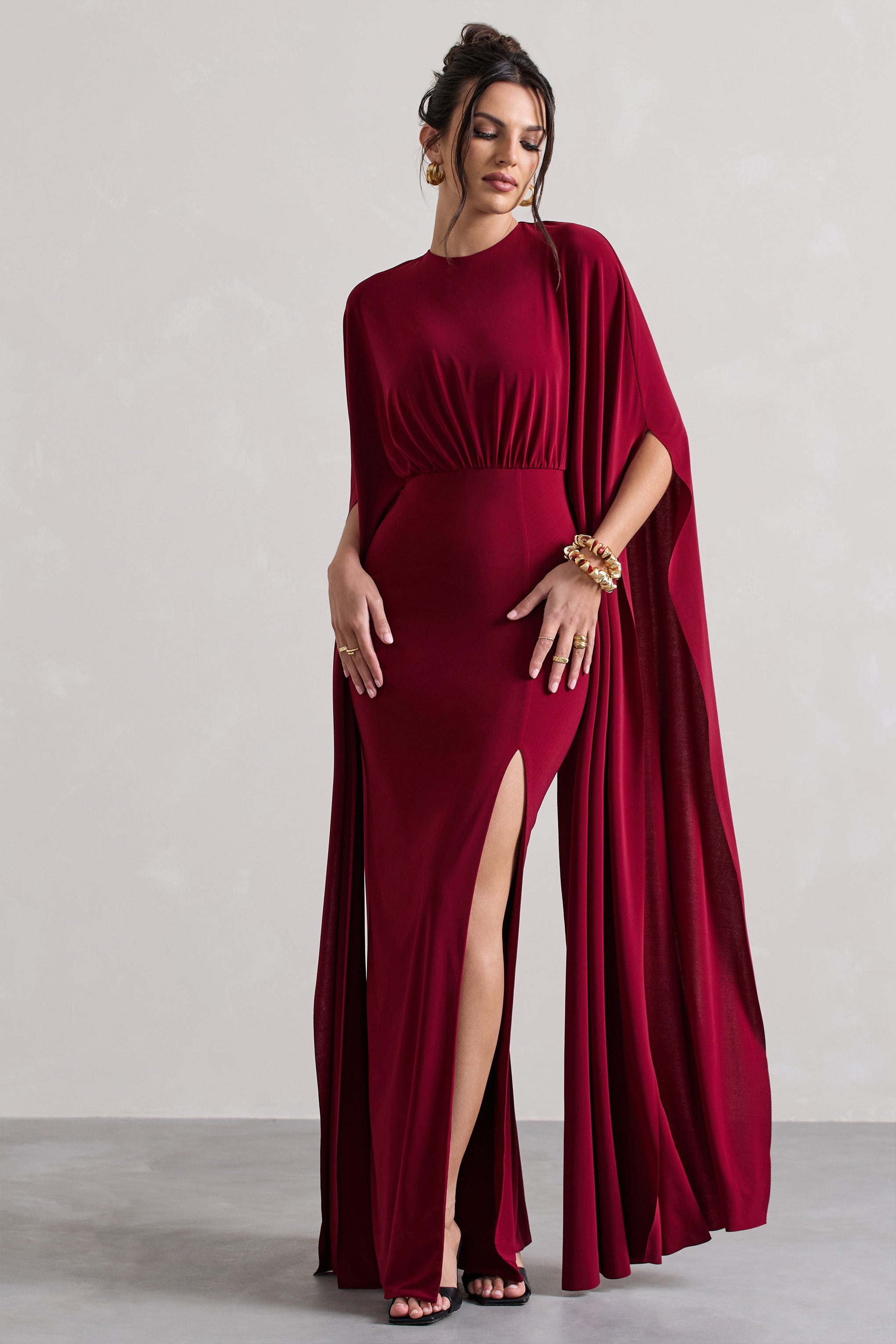 Ilaria | Berry Kapa Kol Yırtmaçlı Maxi Elbise