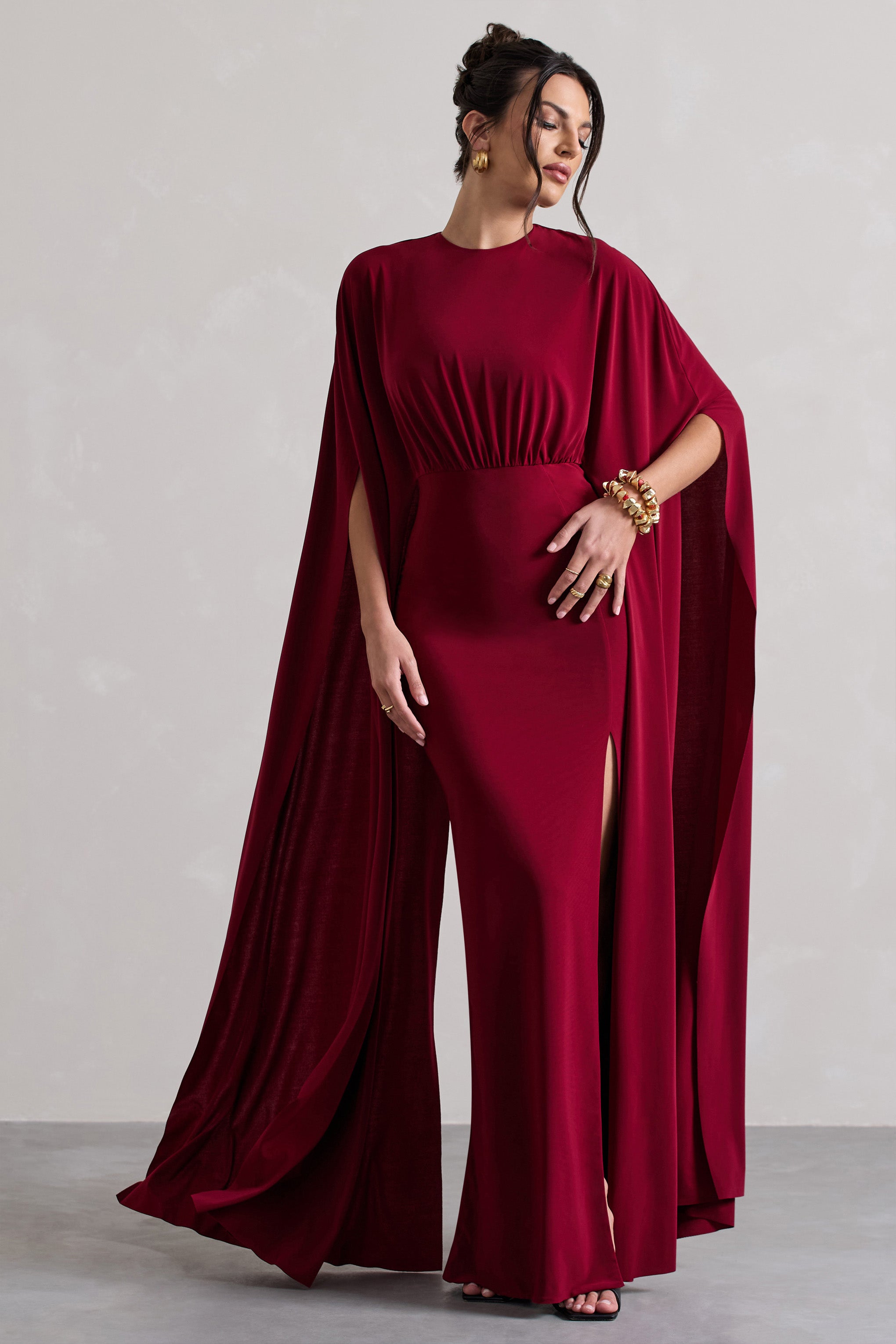 Ilaria | Berry Kapa Kol Yırtmaçlı Maxi Elbise