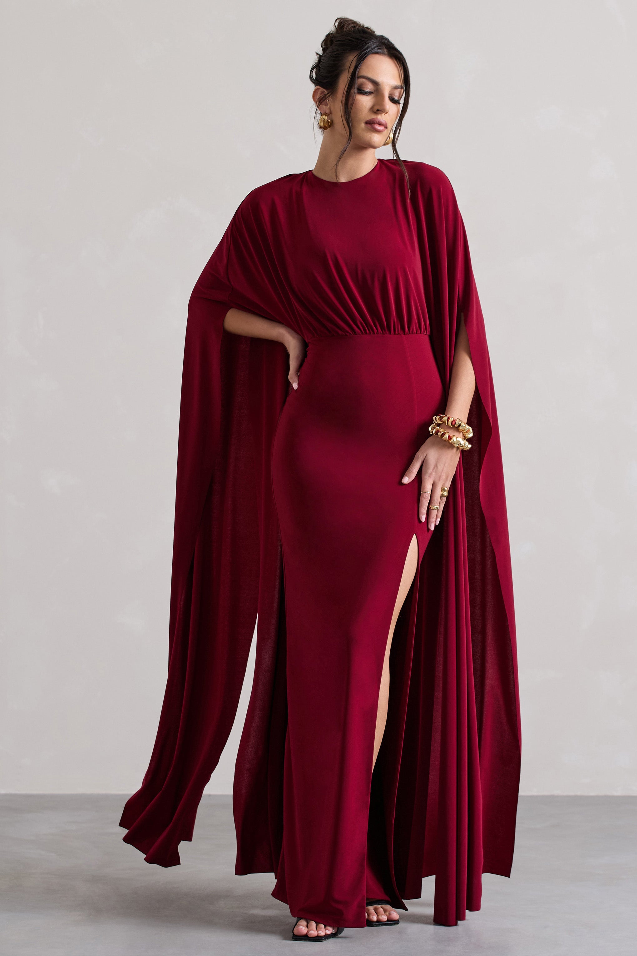 Ilaria | Berry Kapa Kol Yırtmaçlı Maxi Elbise