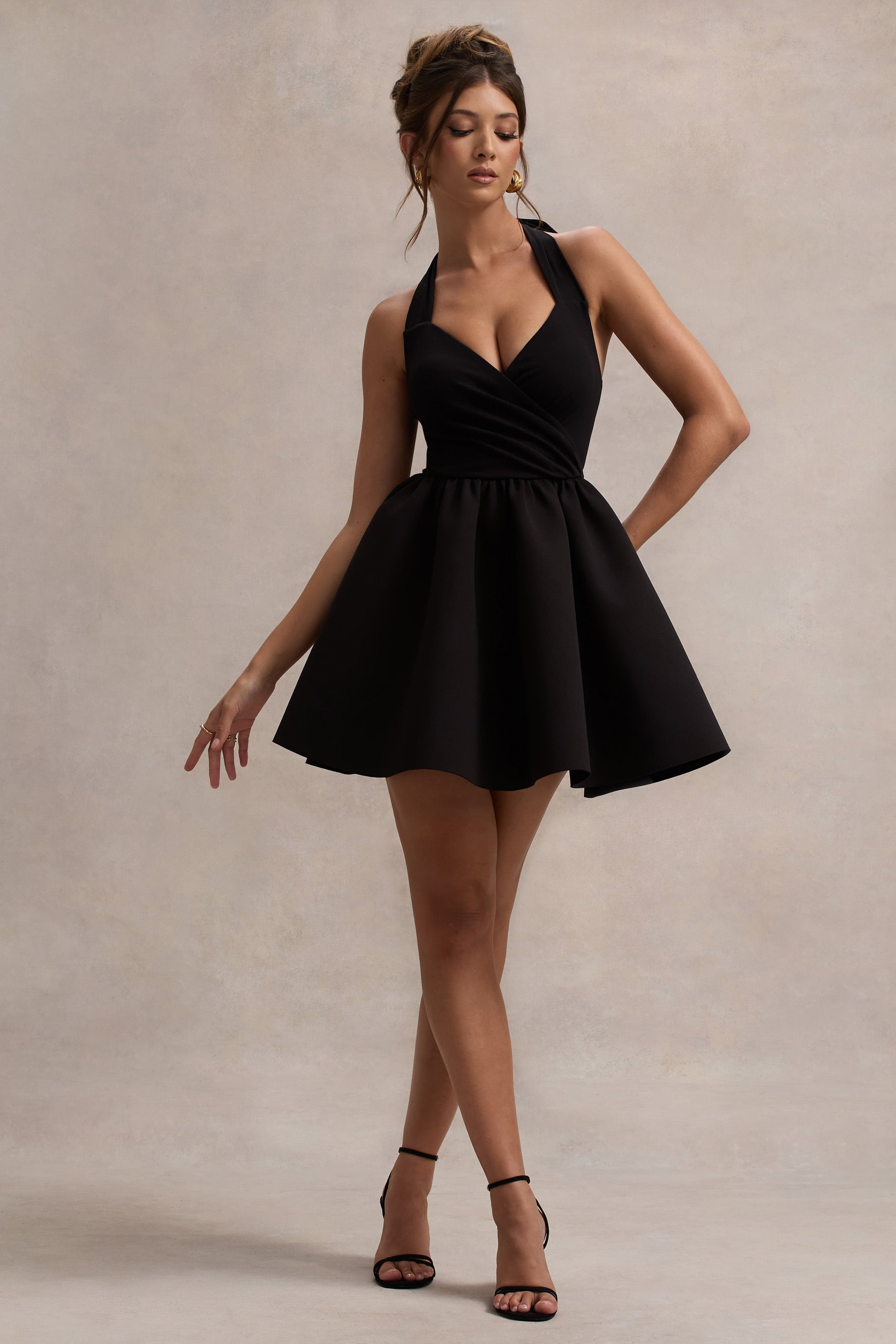 Suvi | Siyah Halter Yaka Mini Elbise
