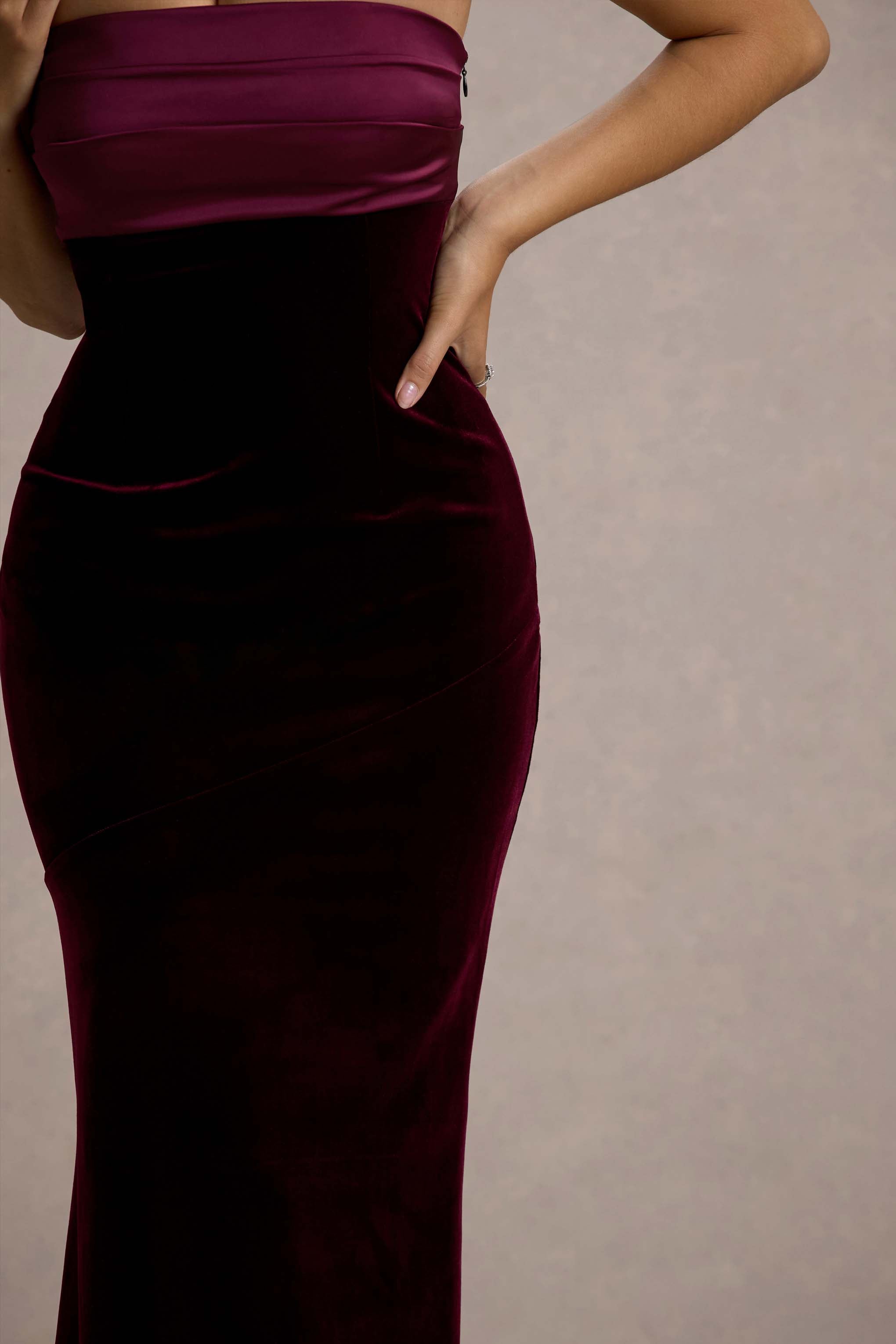 Ambrosi | Port Kadife Bandeau Maxi Elbise