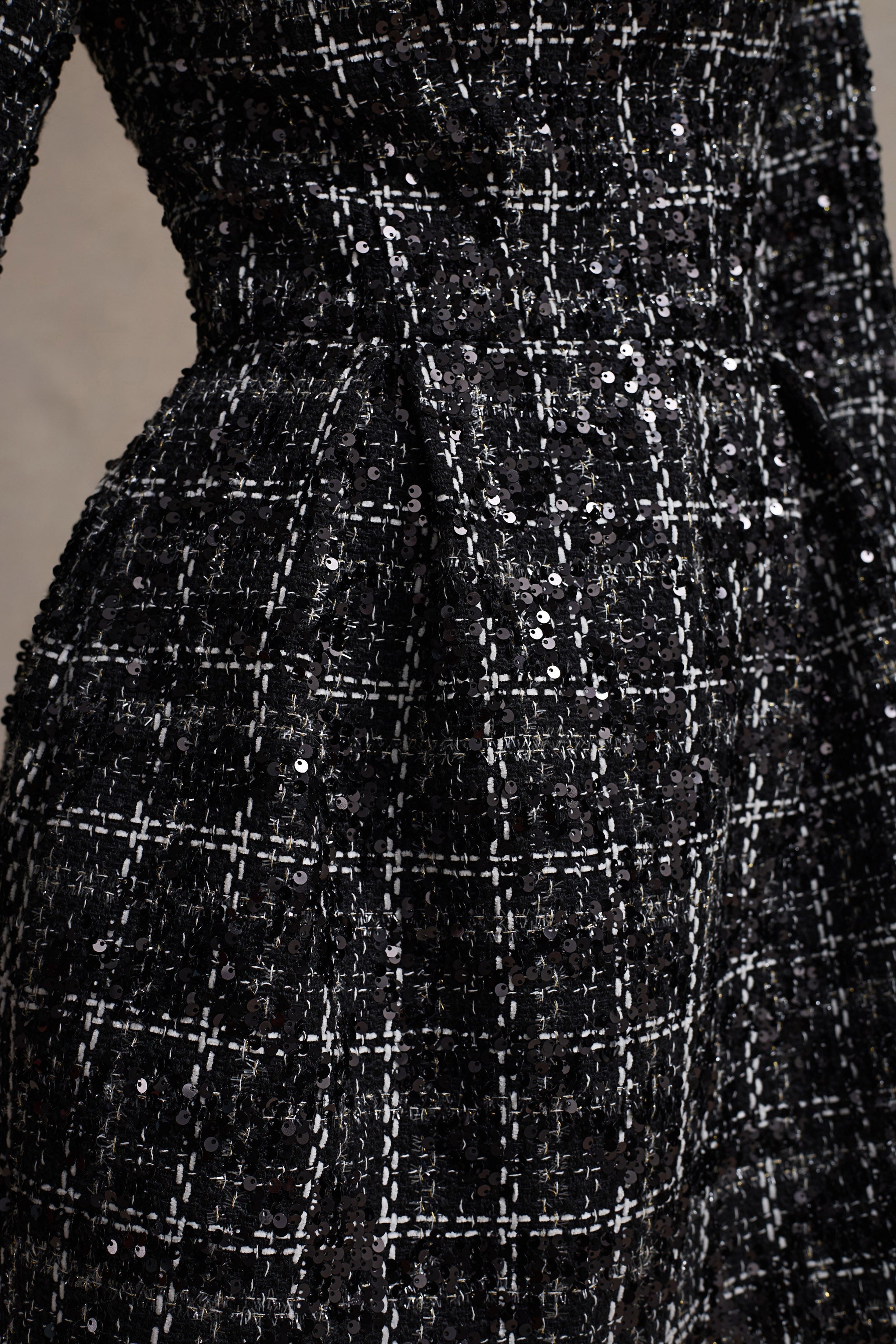 Contessa | Siyah Boucle Uzun Kollu Mini Elbise