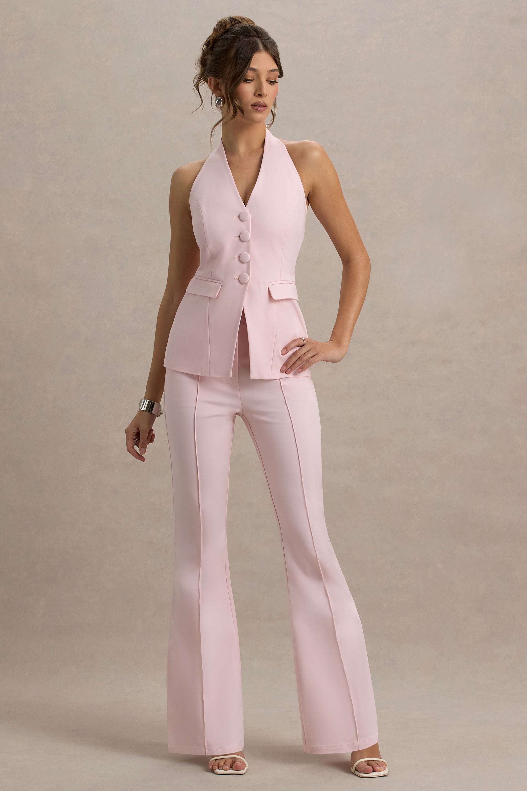 Carina | Pembe Büzgülü Paça Takım Pantolon