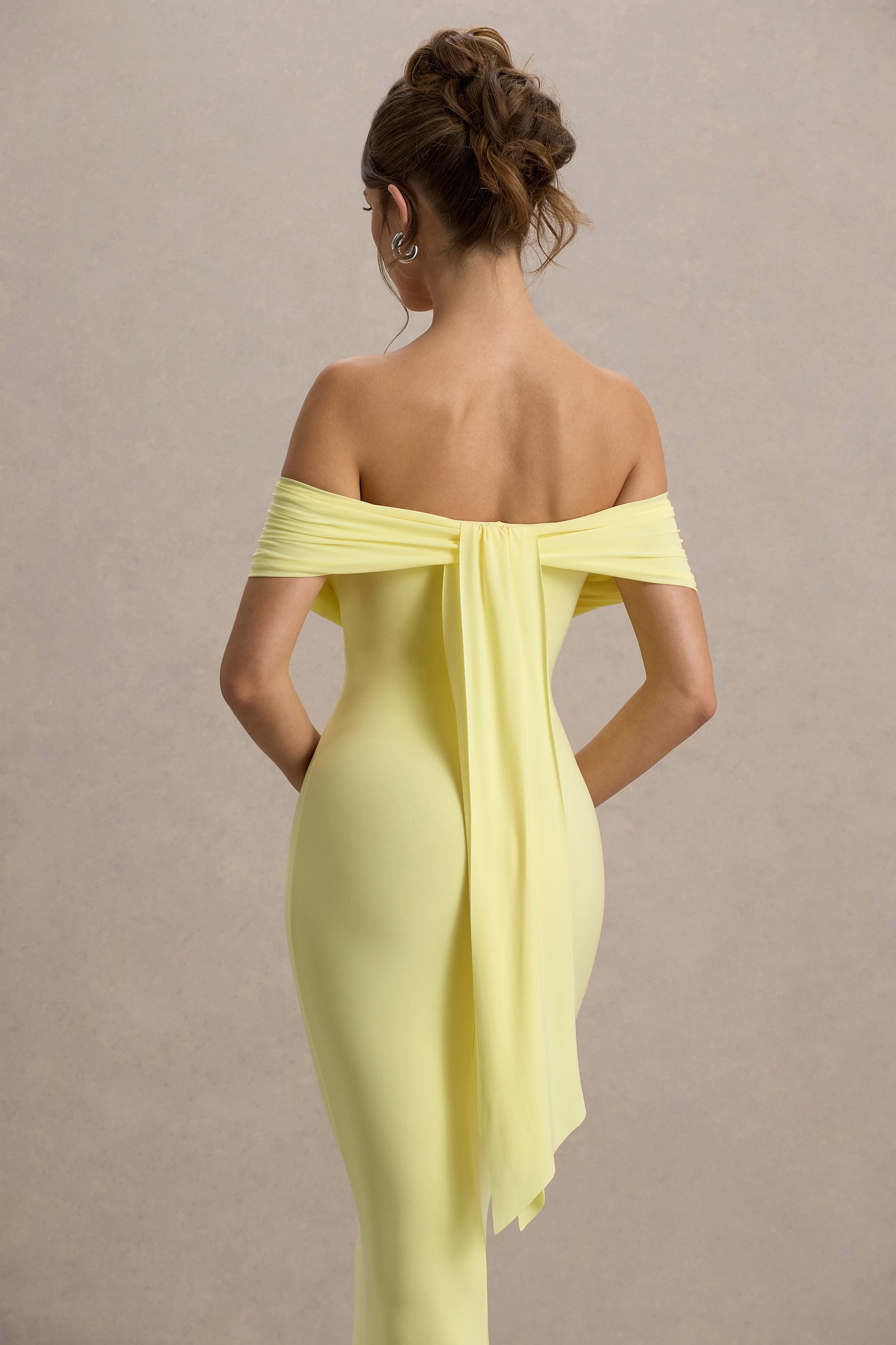 Cloe | Sarı Bardot Maxi Elbise