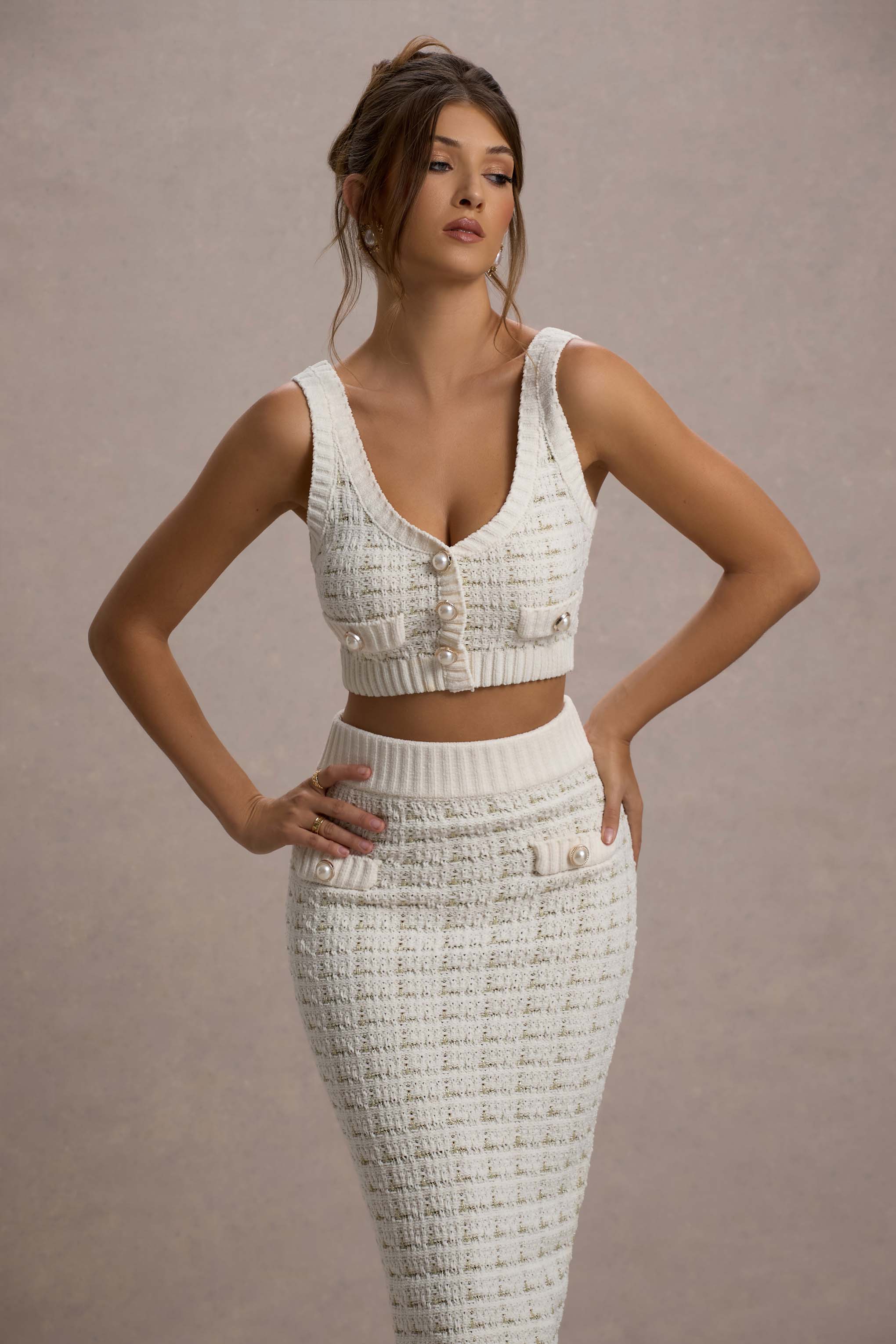 Dee | Krema Boucle Kısa Üst