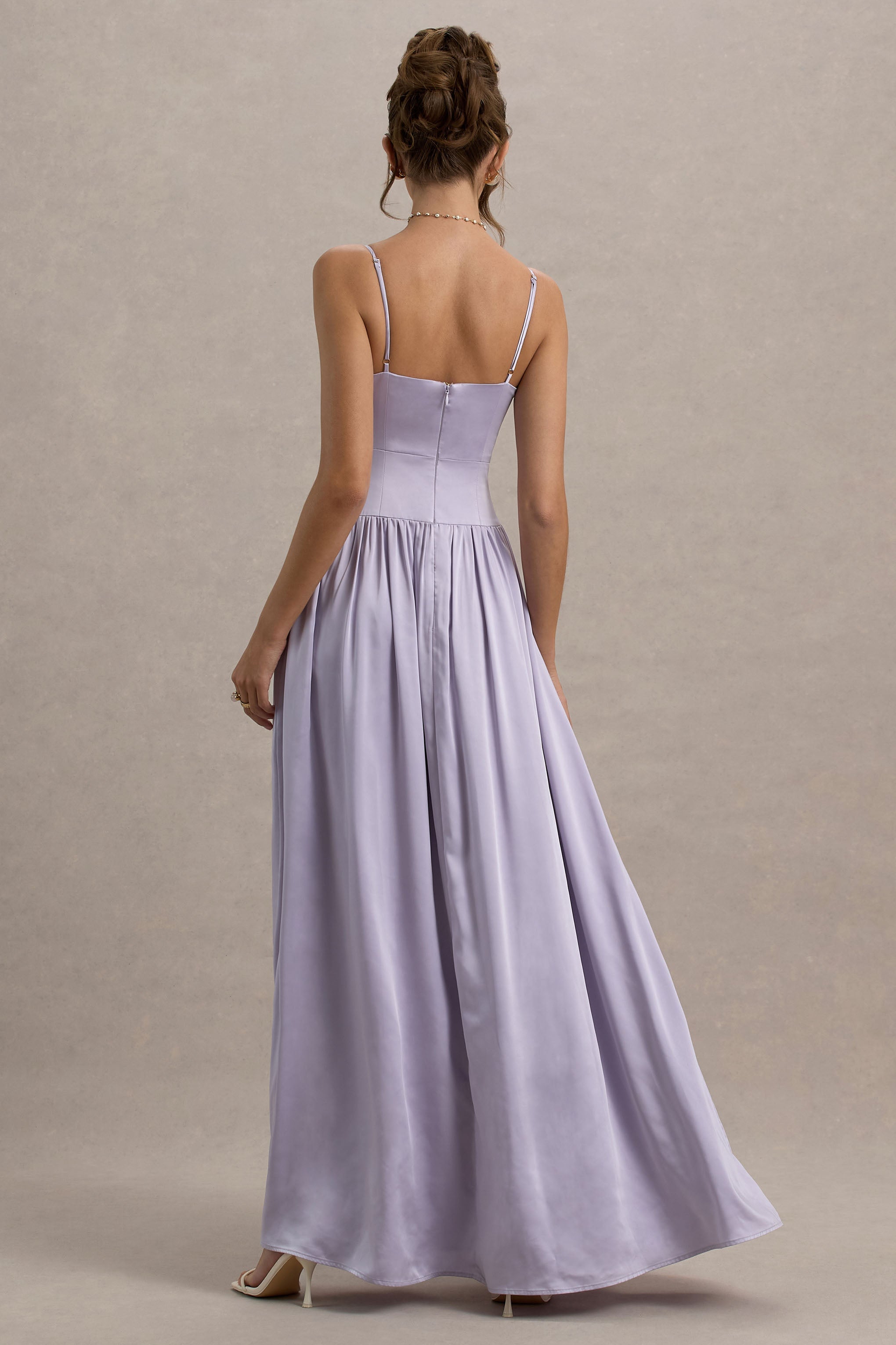 Jonas | Askı Detaylı Lila Plunge-Neck Maxi Elbise