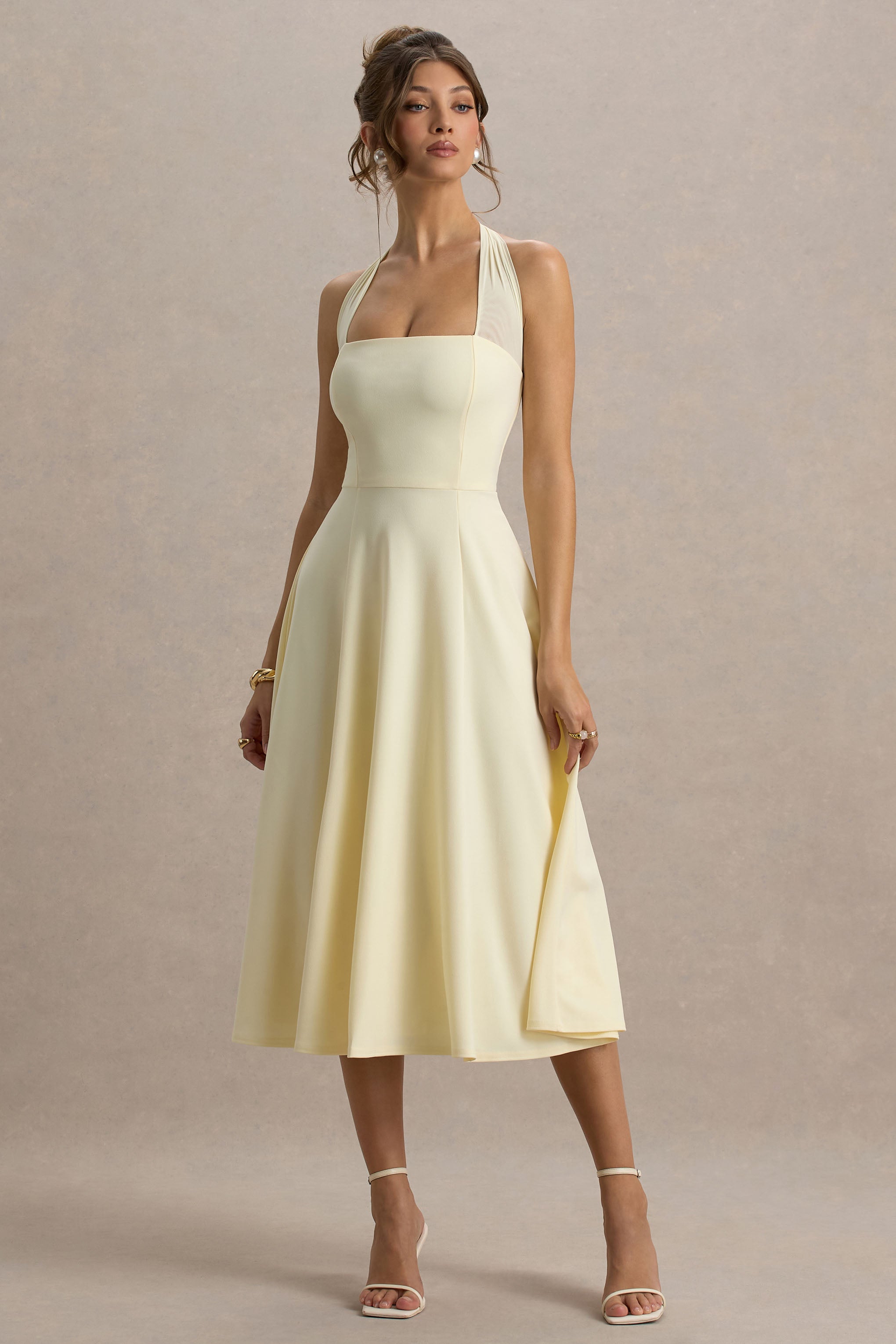 Auburn | Soluk Limon Halter Yaka Midi Elbise