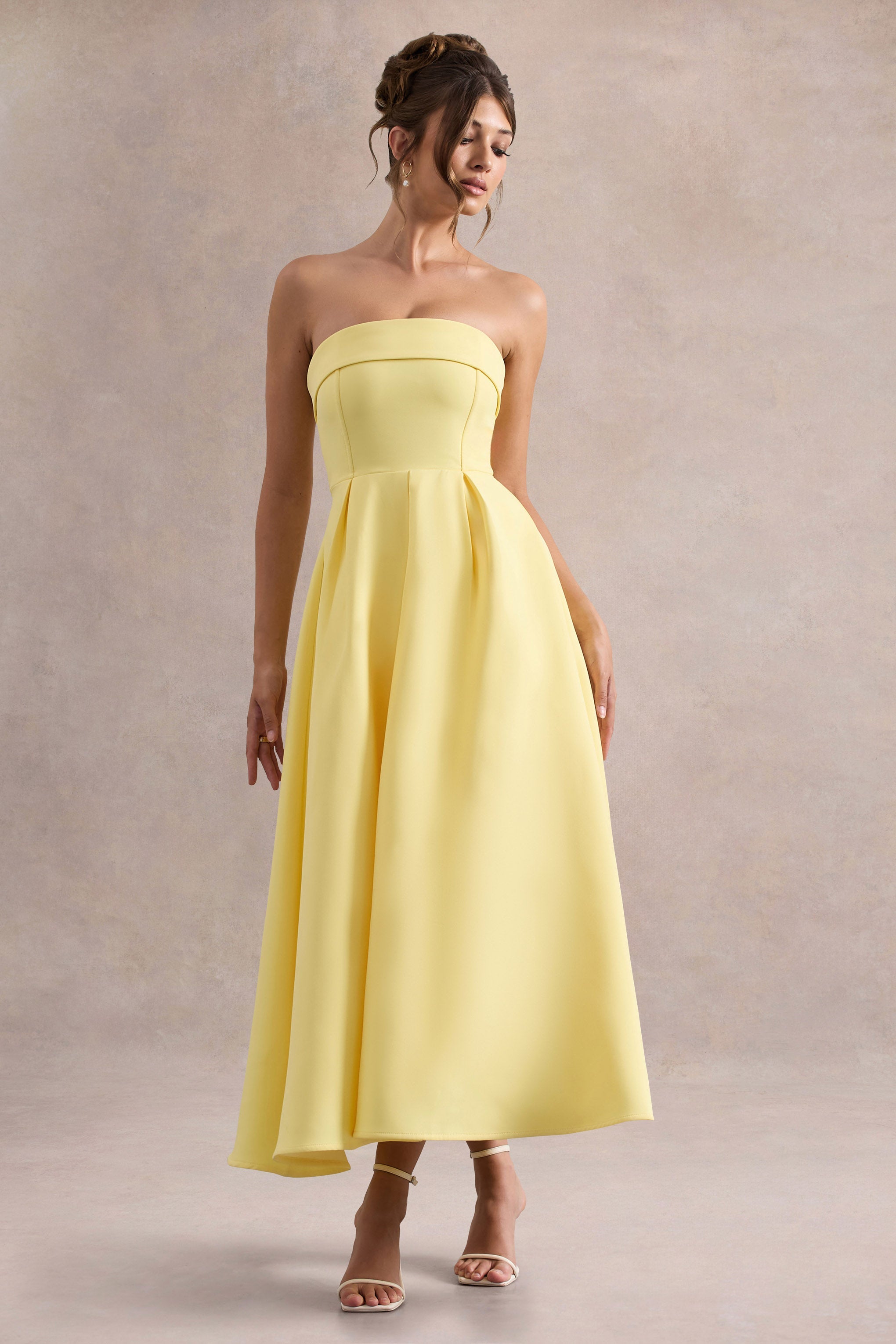Annalise | Limon Renkli Bandeau Midi Elbise