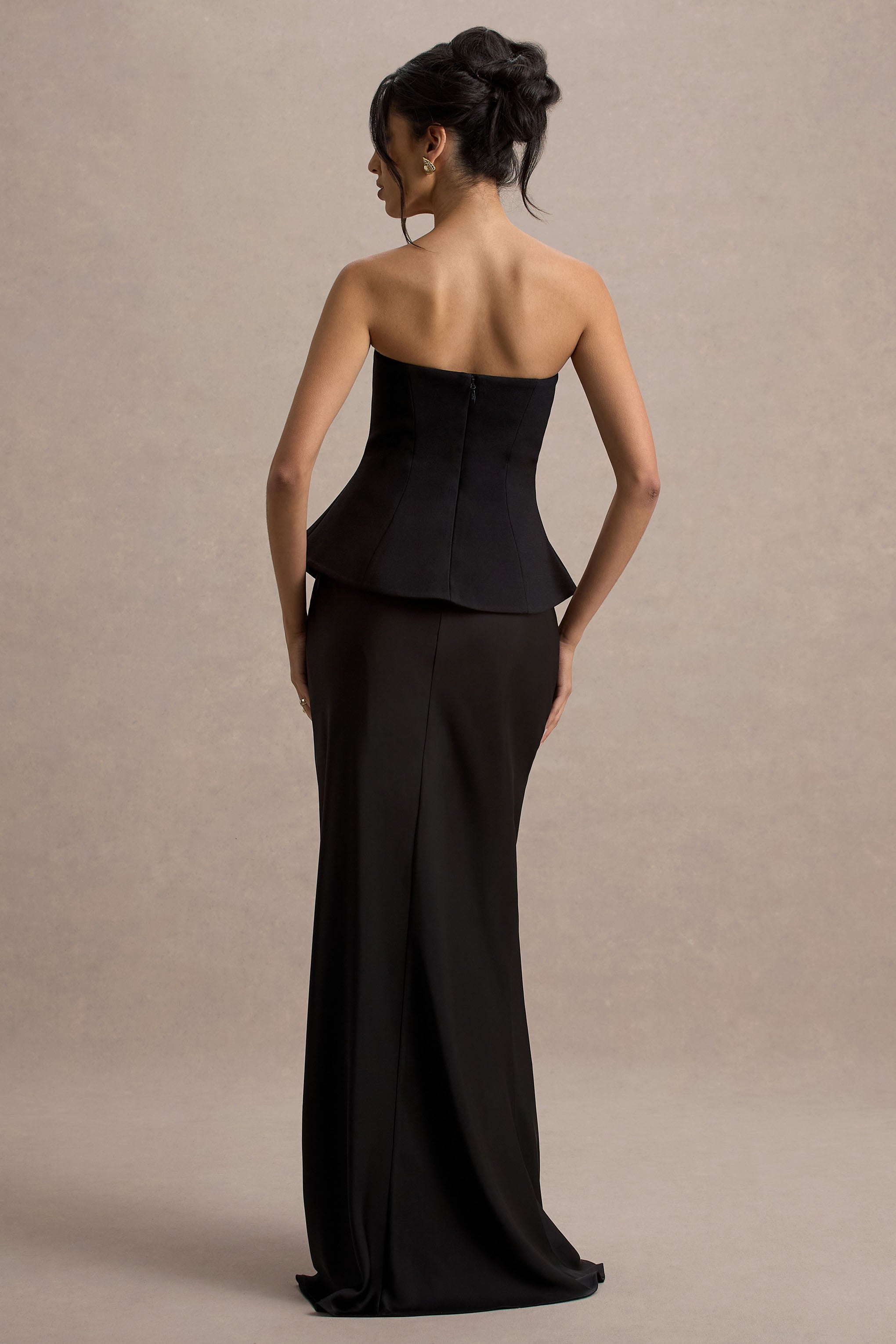 Ohio | Siyah Straplez Korse Maksidress