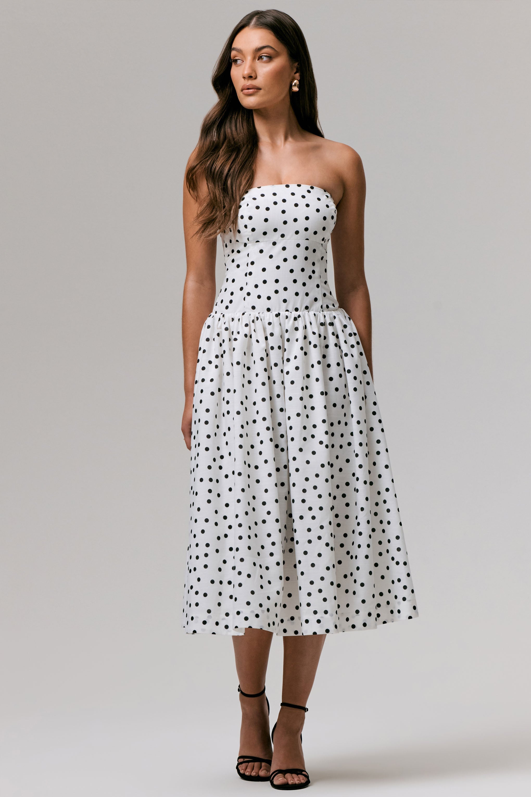 Triumph | Puantiye Desenli Bandeau Midi Elbise